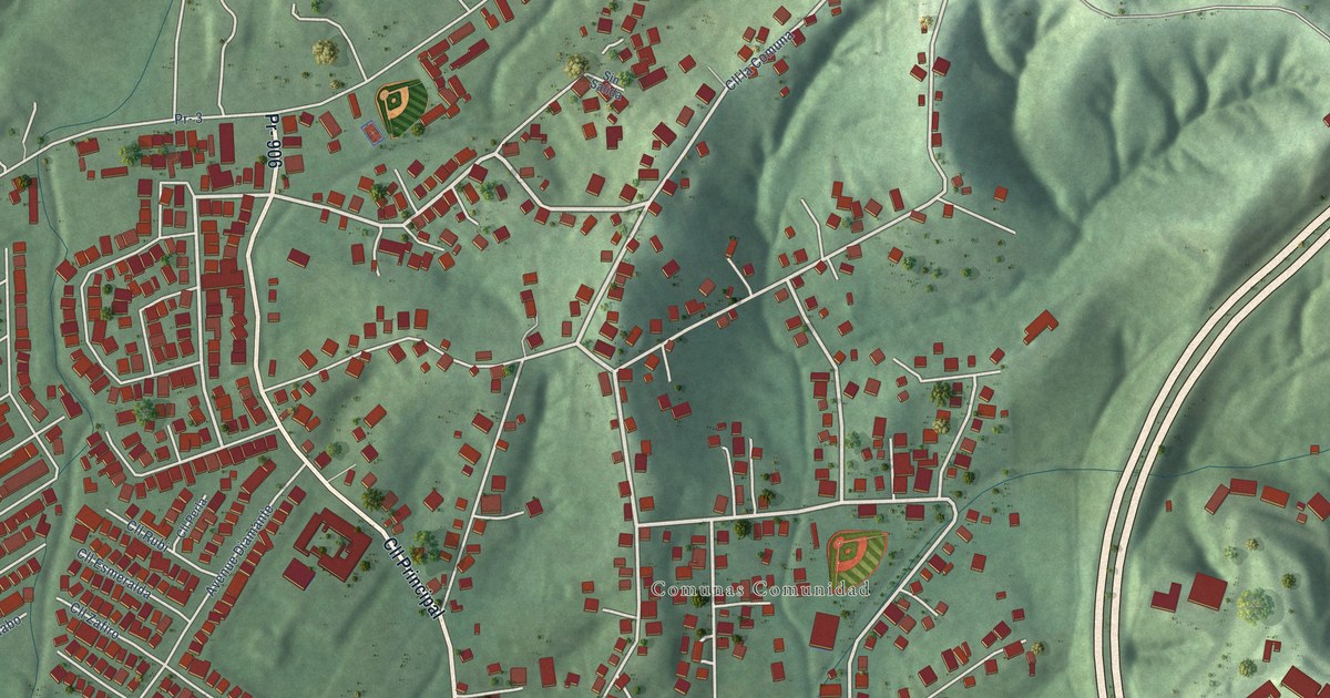 Detailed Map of Comunas, Puerto Rico