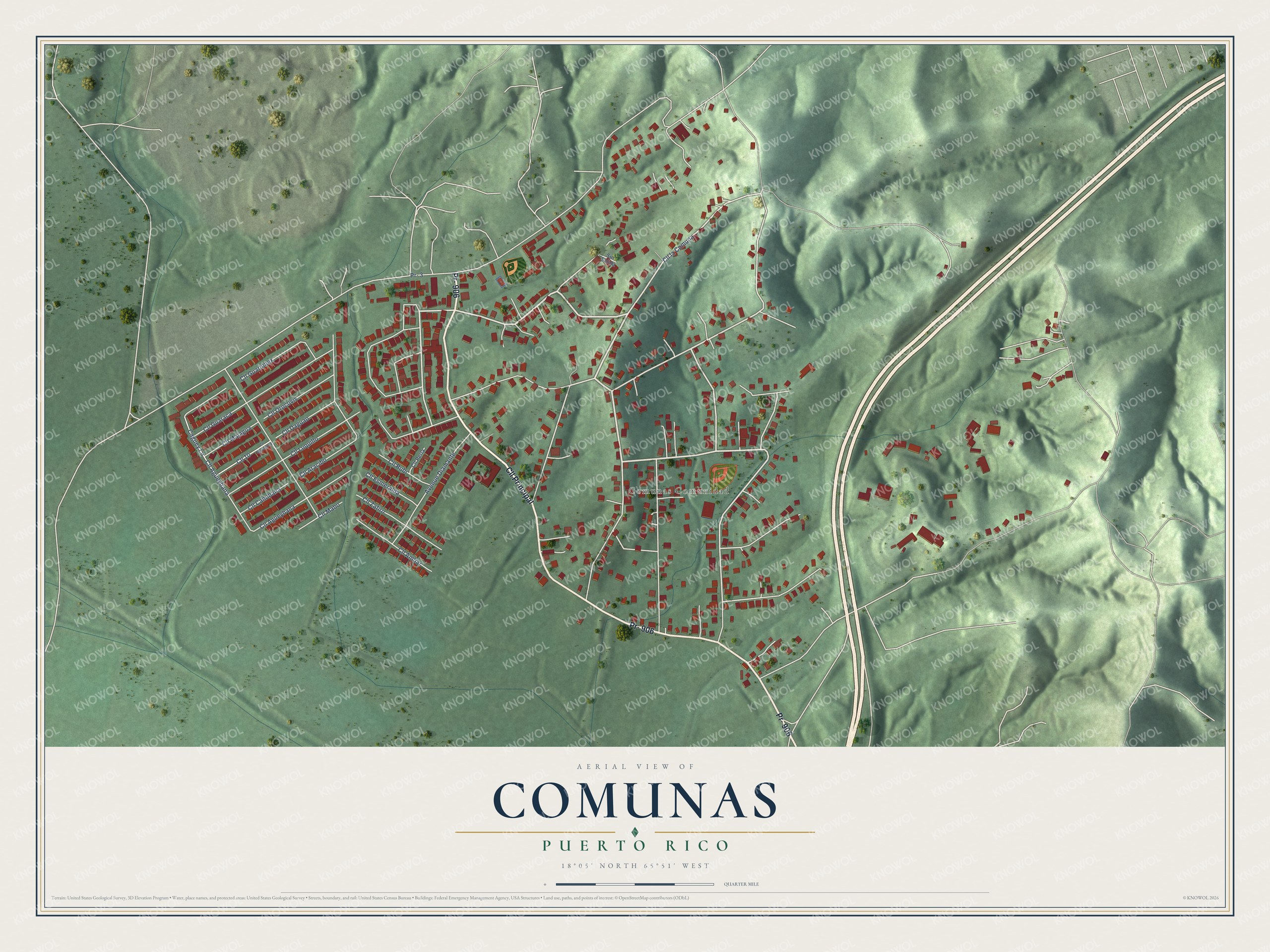 Watermarked full-map preview of Comunas, Puerto Rico