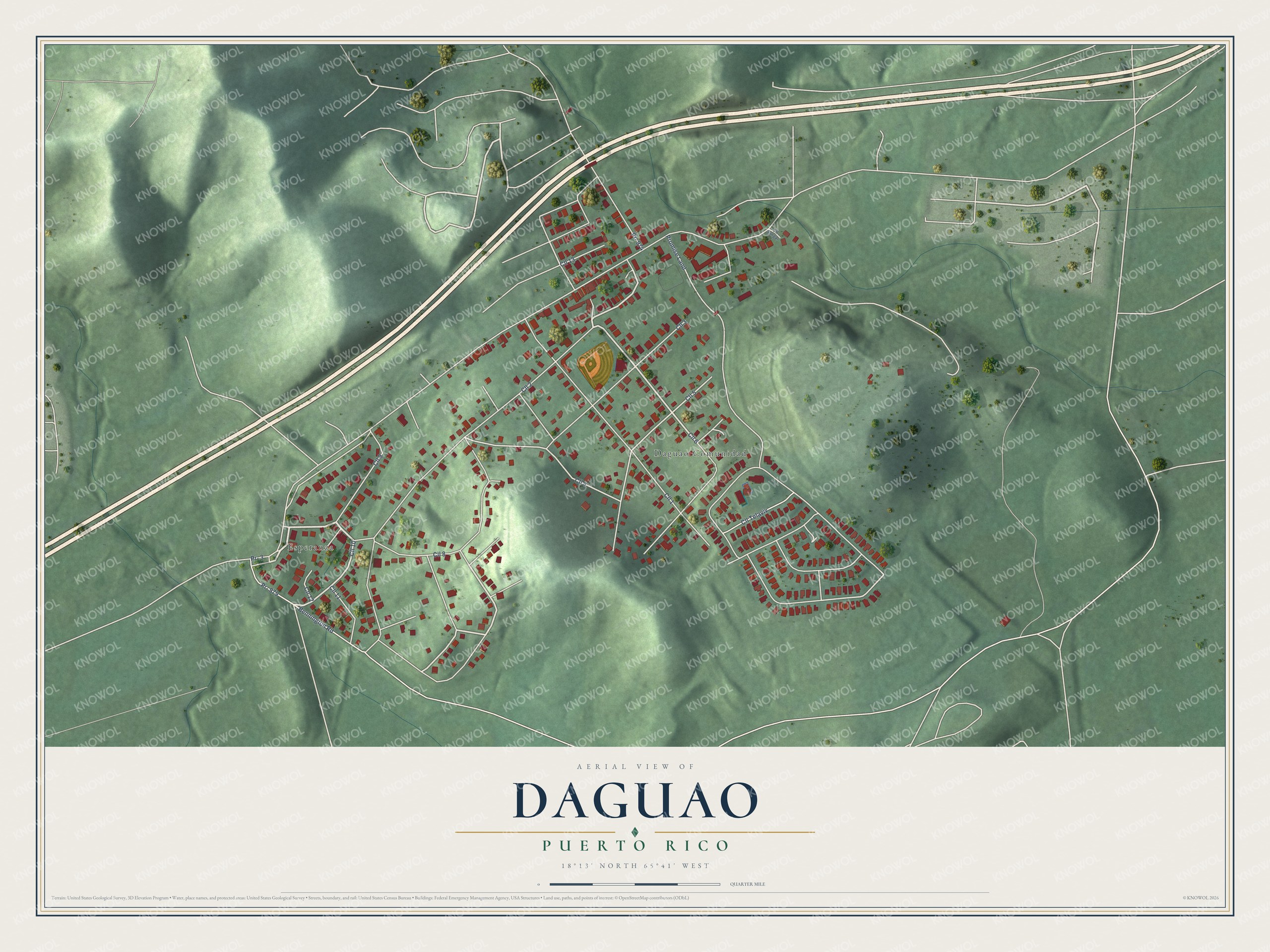 Watermarked full-map preview of Daguao, Puerto Rico