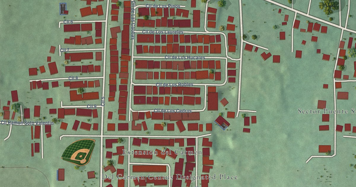 Detailed Map of Del Carmen, Puerto Rico