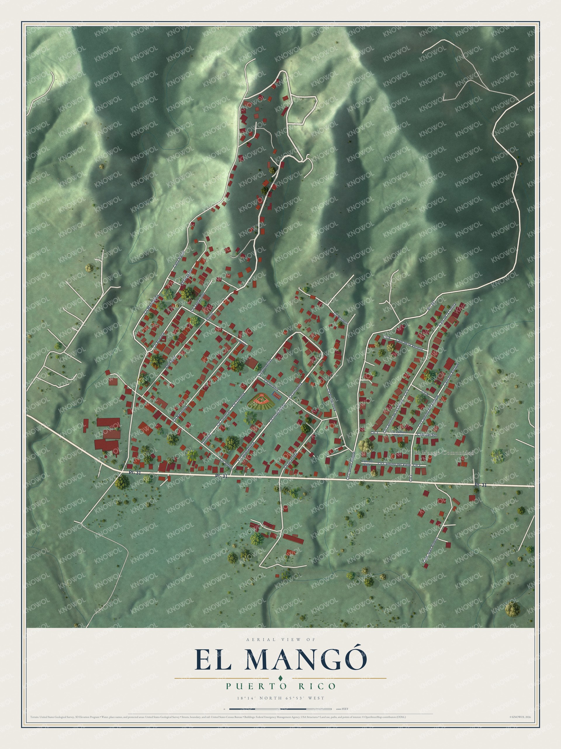 Watermarked full-map preview of El Mangó, Puerto Rico