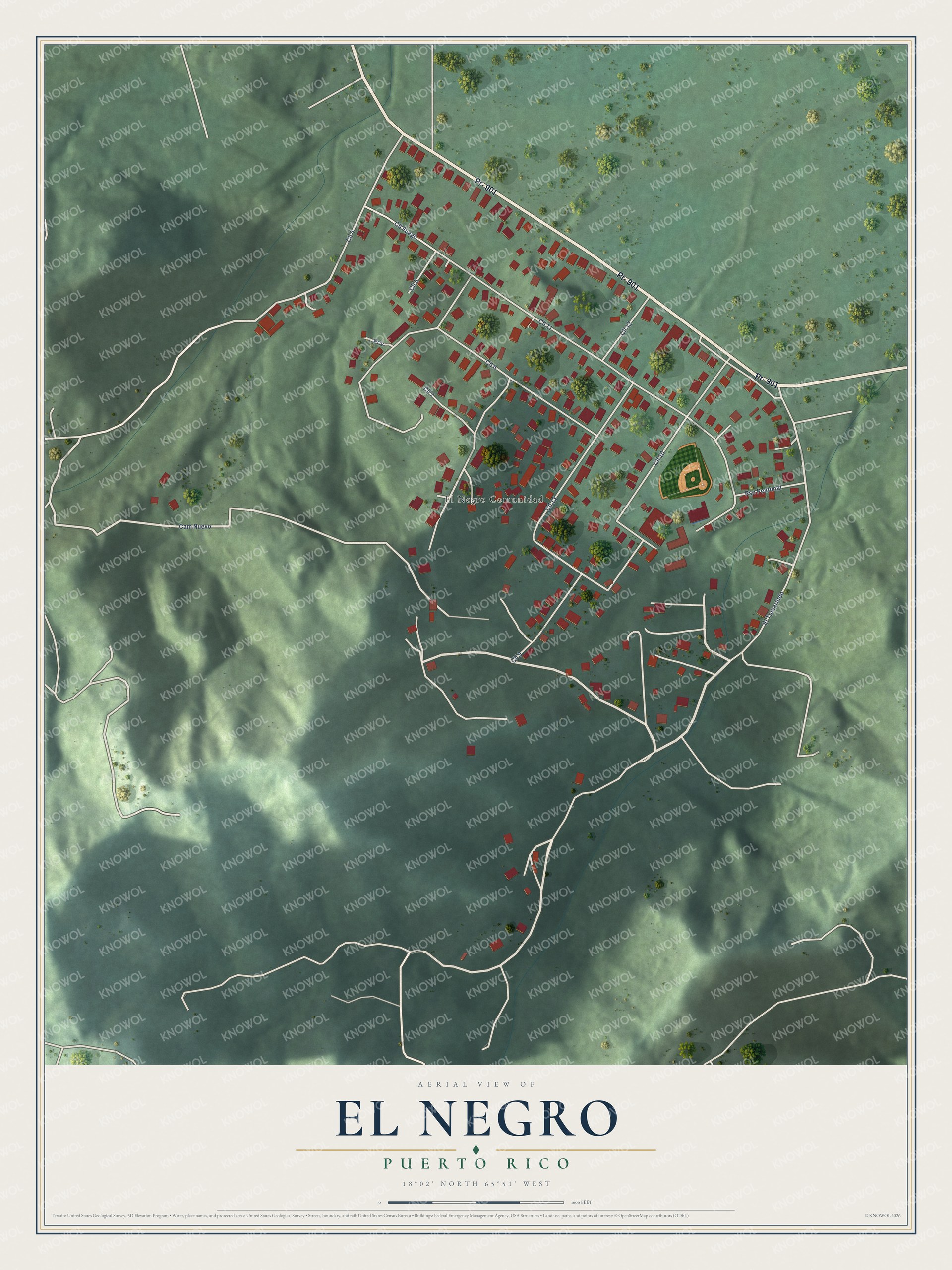 Watermarked full-map preview of El Negro, Puerto Rico