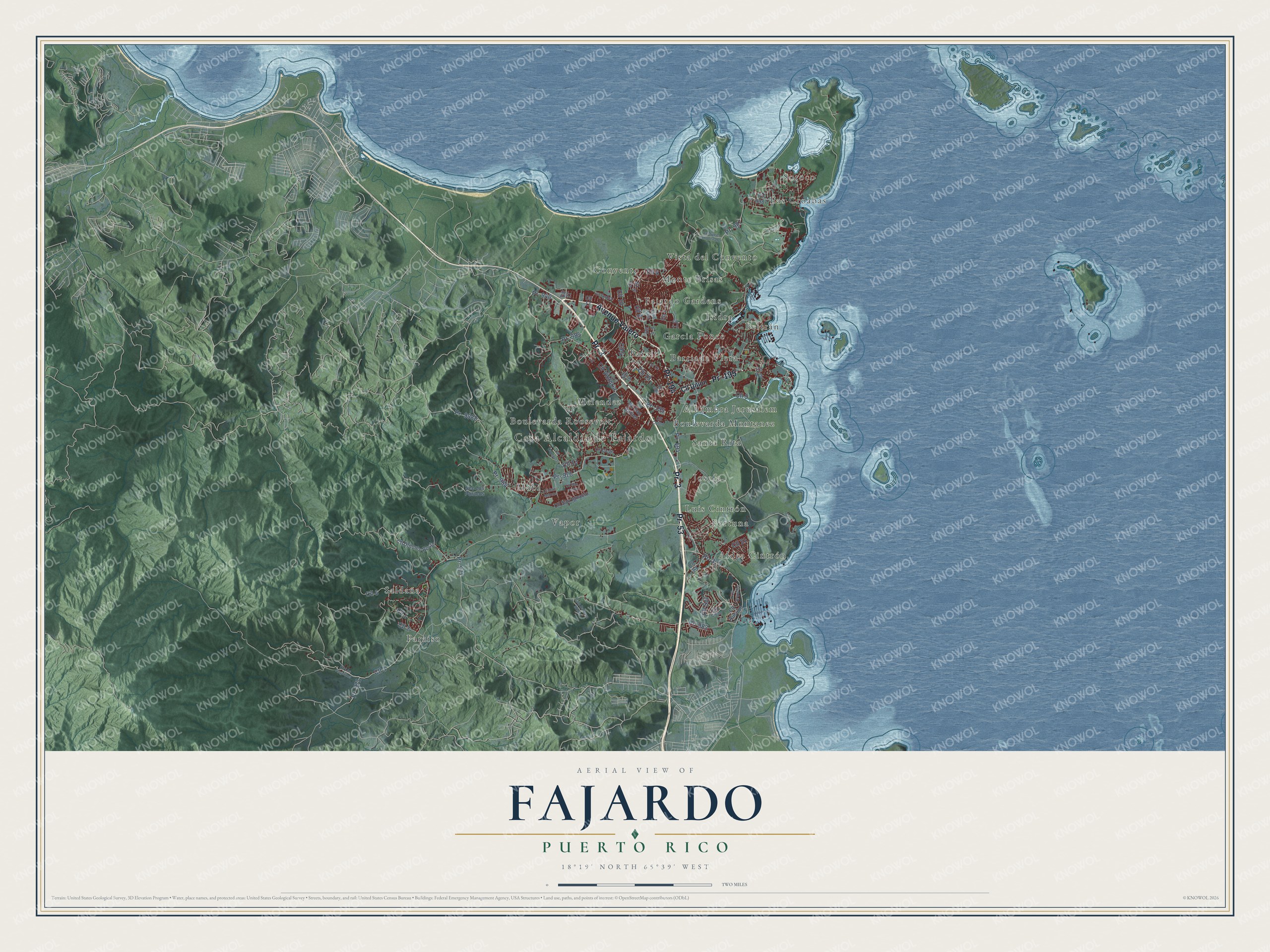 Watermarked full-map preview of Fajardo, Puerto Rico