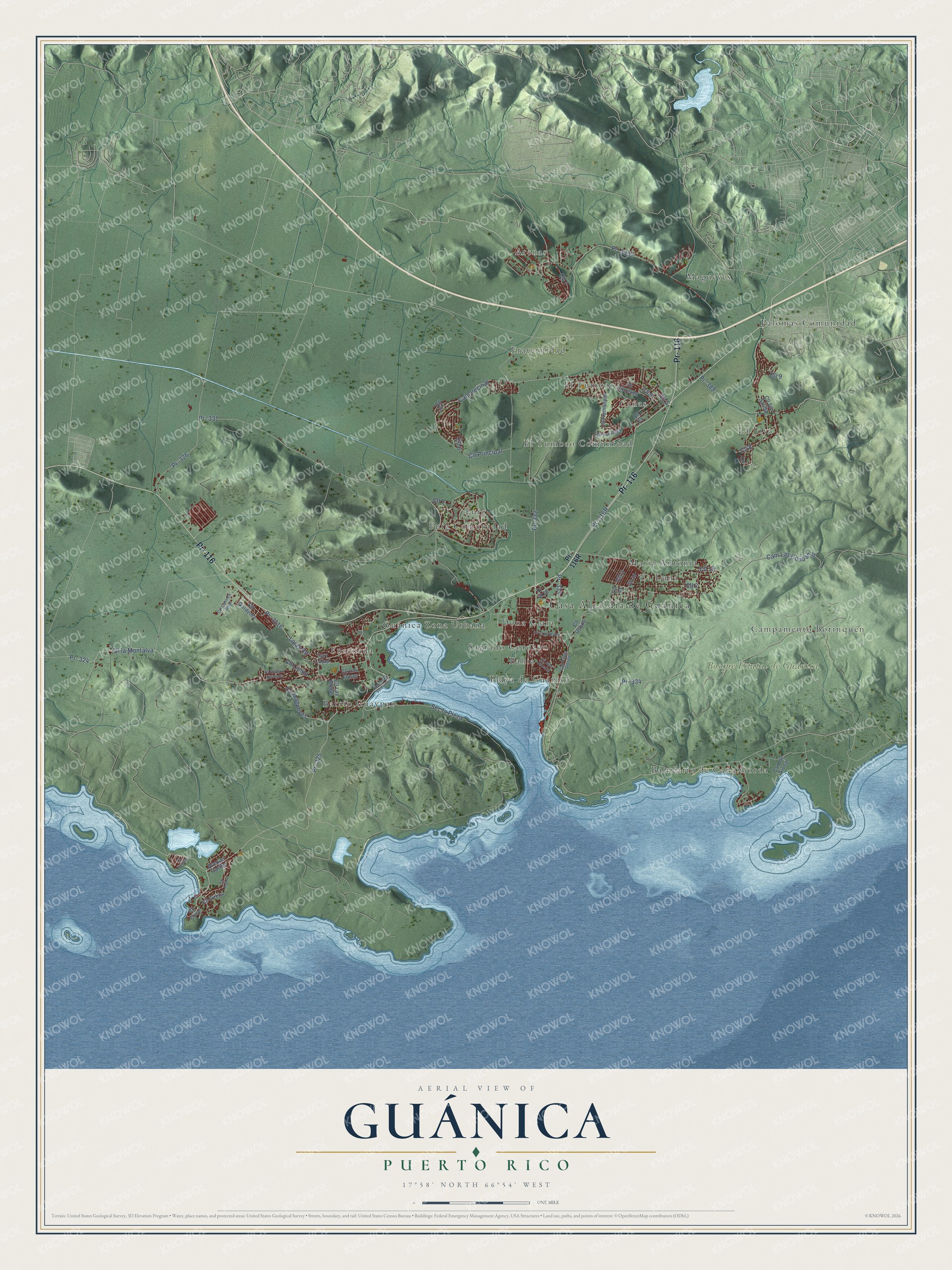 Watermarked full-map preview of Guánica, Puerto Rico