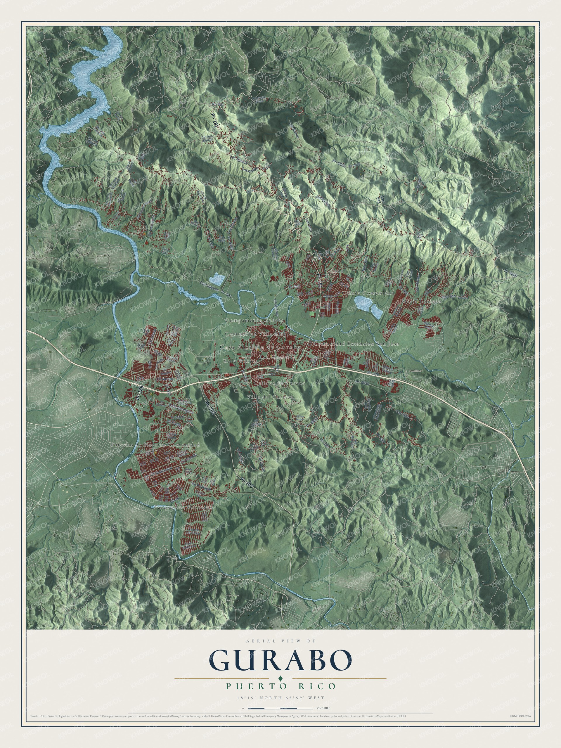 Watermarked full-map preview of Gurabo, Puerto Rico