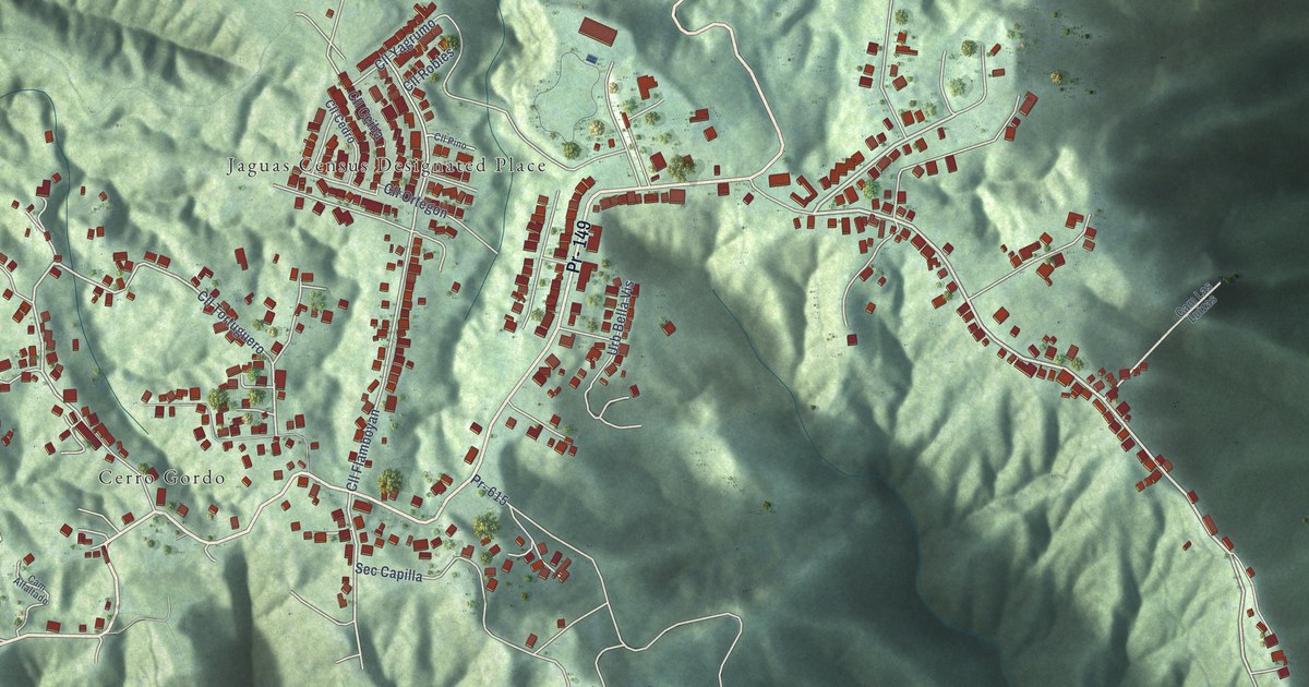 Detailed Map of Jaguas, Puerto Rico