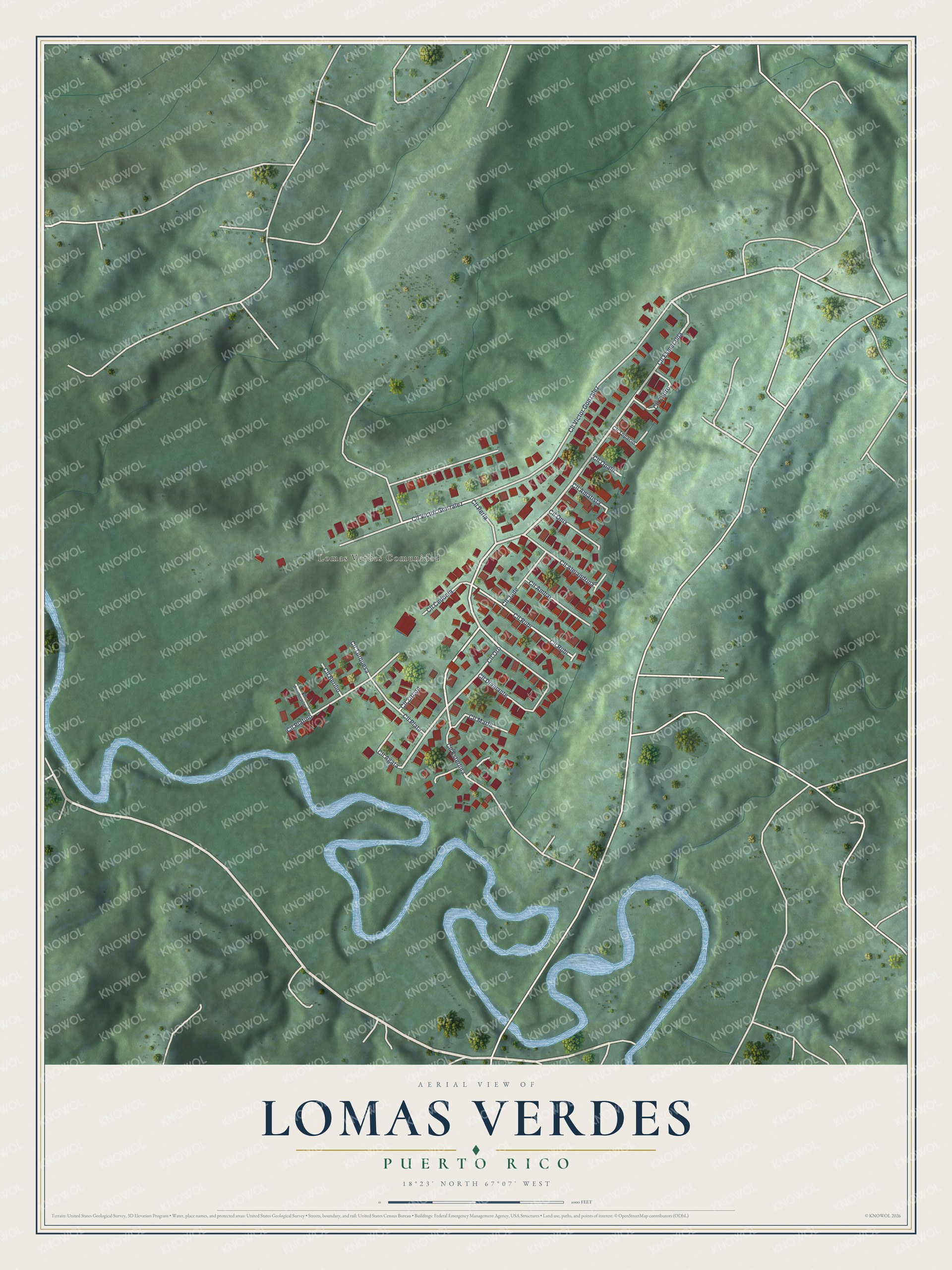 Watermarked full-map preview of Lomas Verdes, Puerto Rico