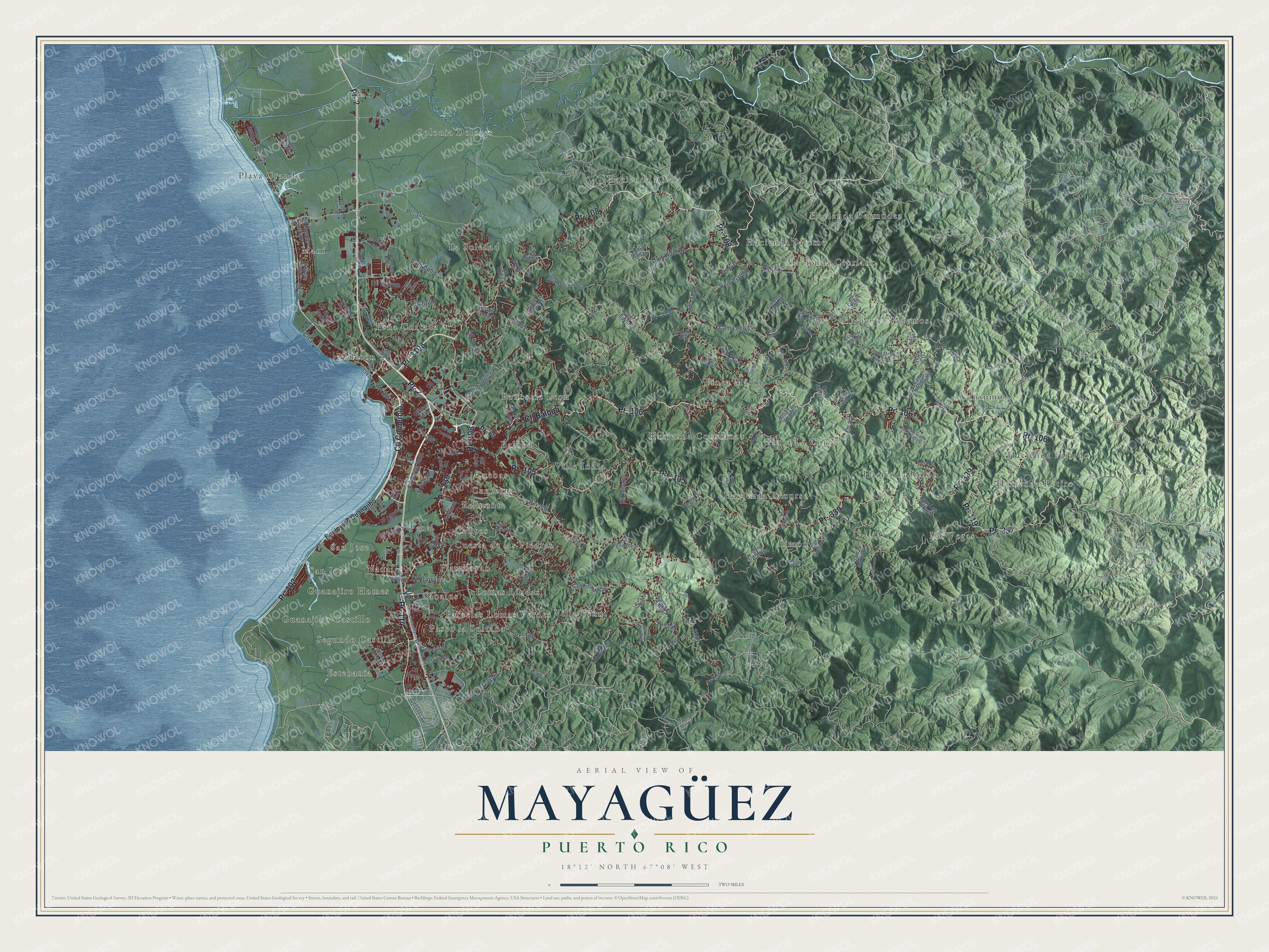 Watermarked full-map preview of Mayagüez, Puerto Rico