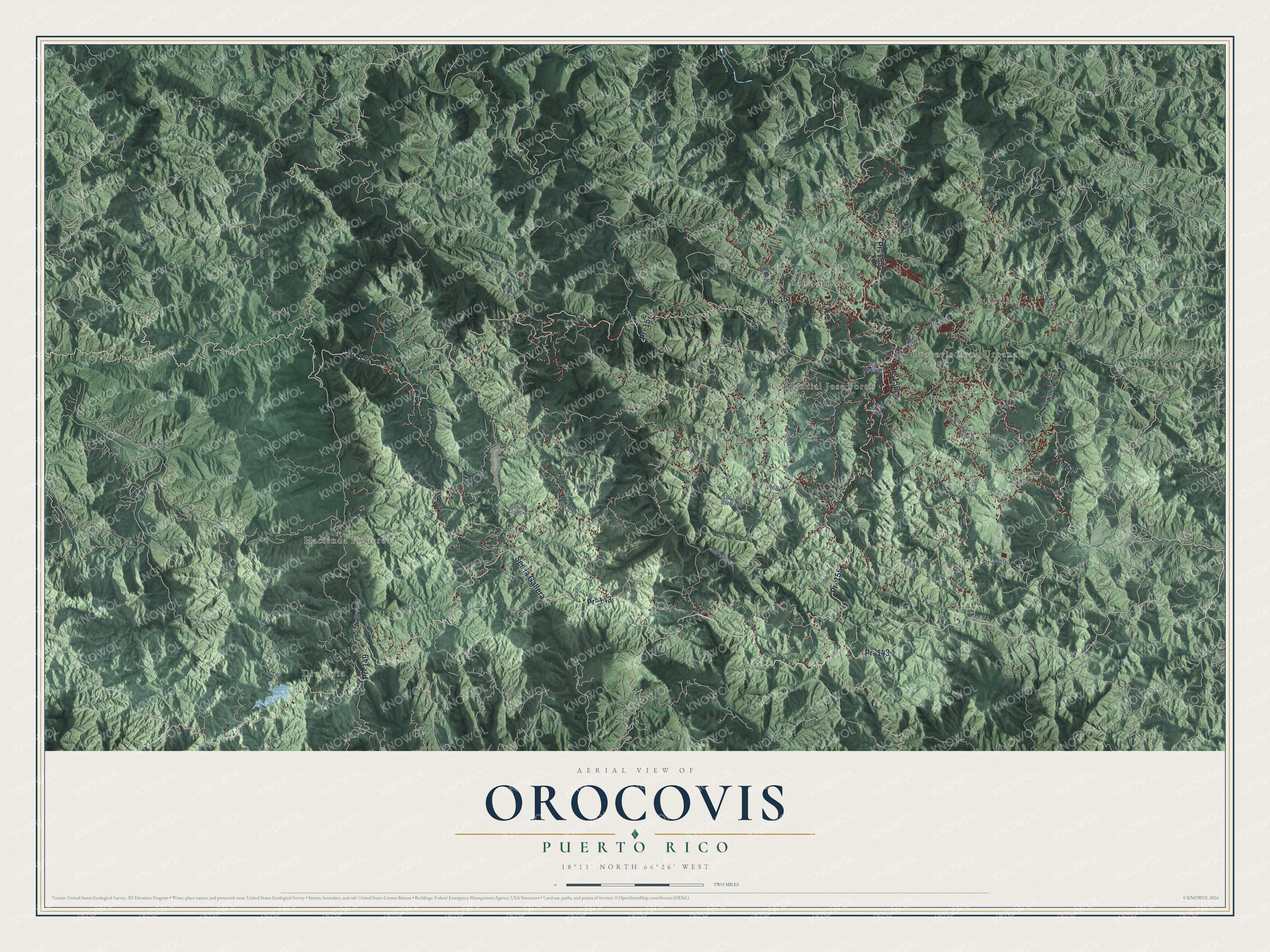 Watermarked full-map preview of Orocovis, Puerto Rico