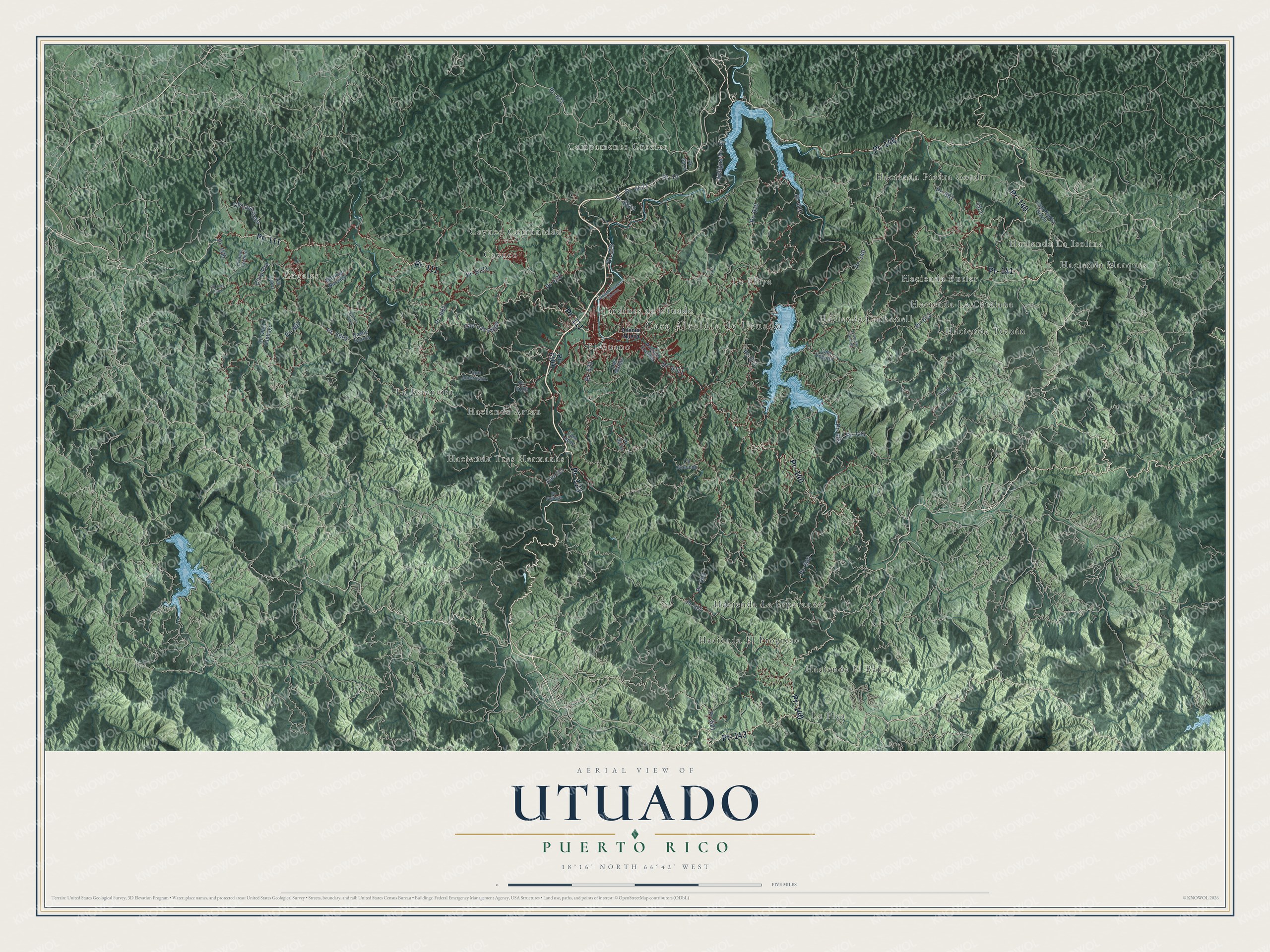 Watermarked full-map preview of Utuado, Puerto Rico