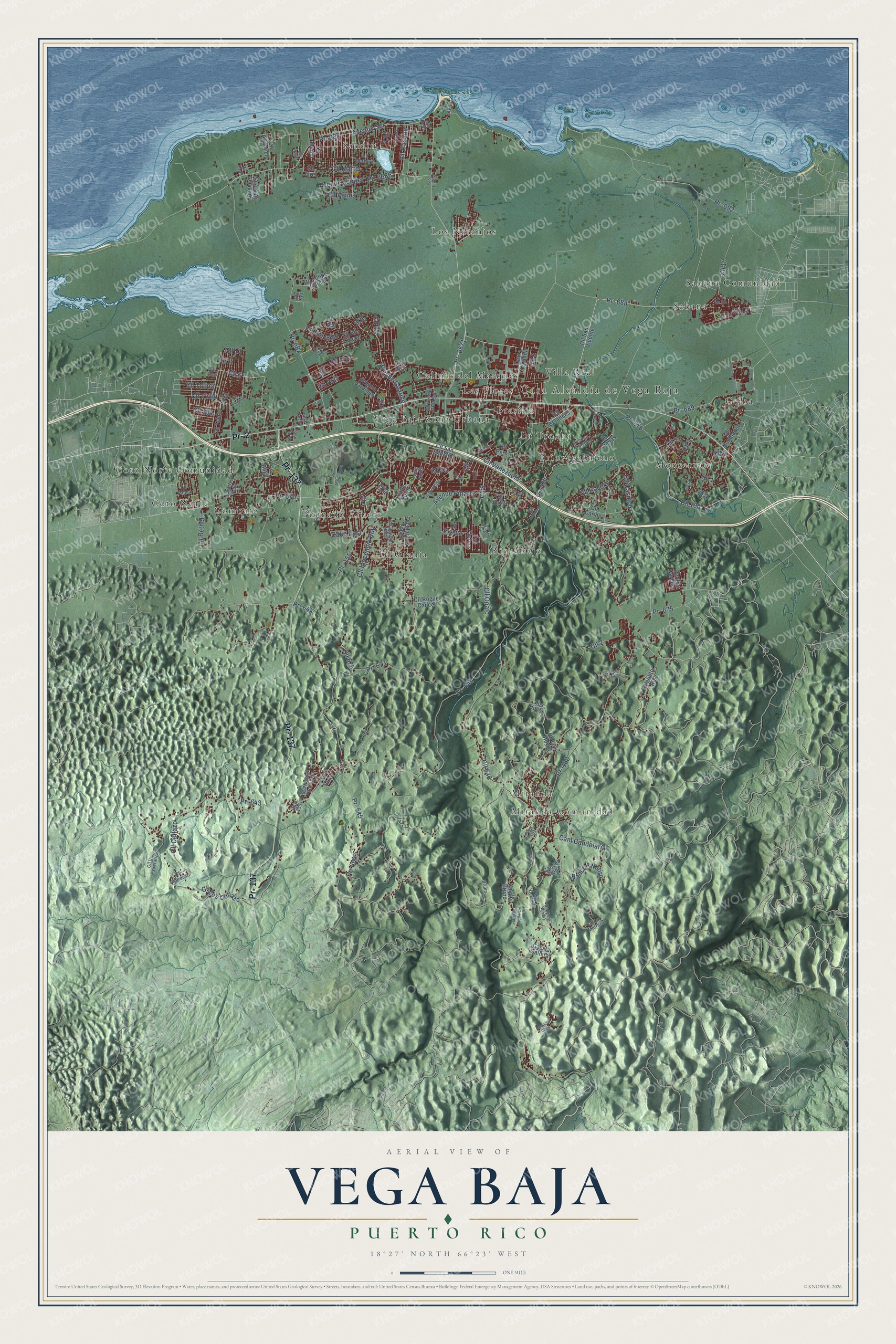 Watermarked full-map preview of Vega Baja, Puerto Rico
