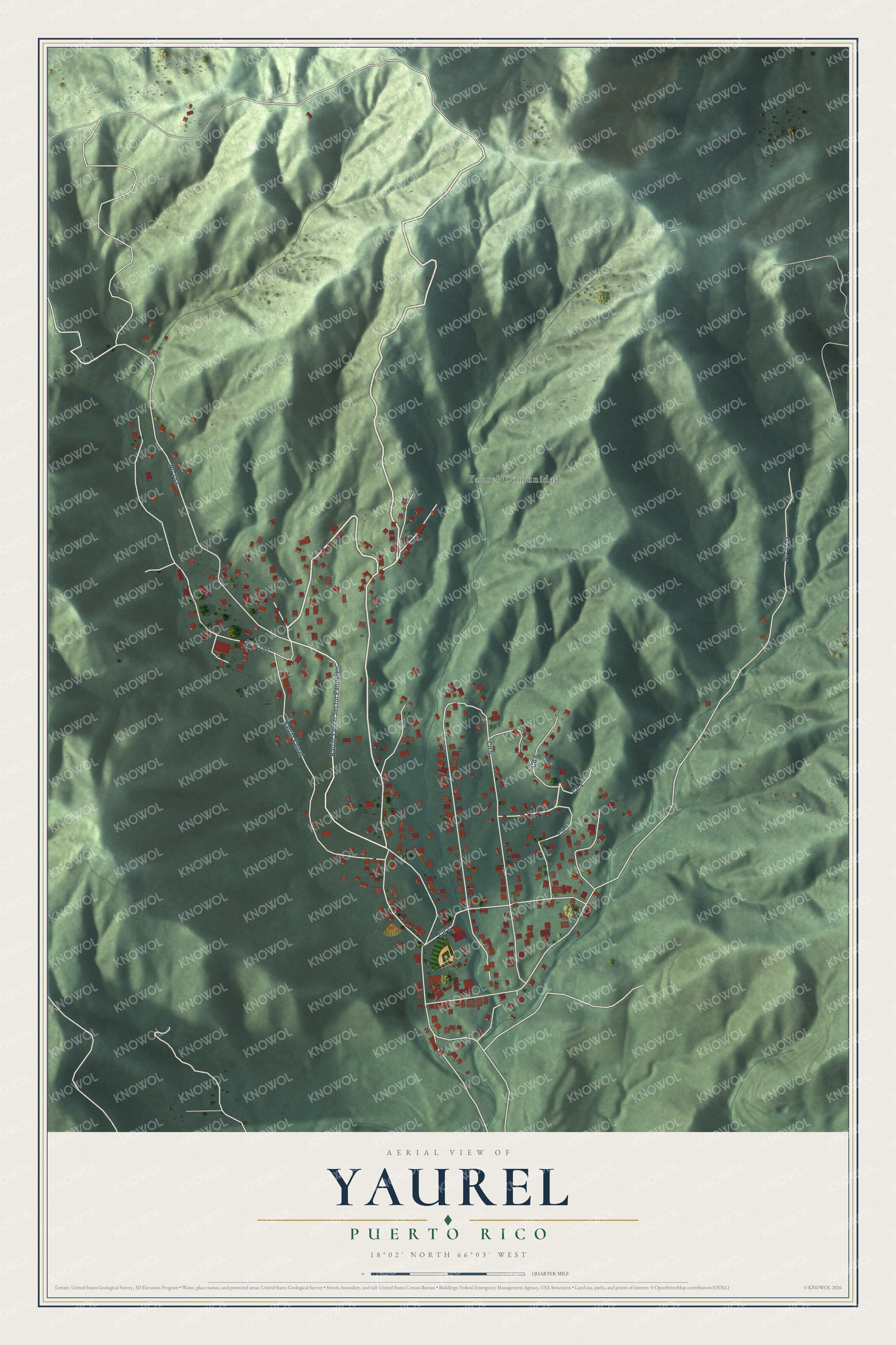 Watermarked full-map preview of Yaurel, Puerto Rico