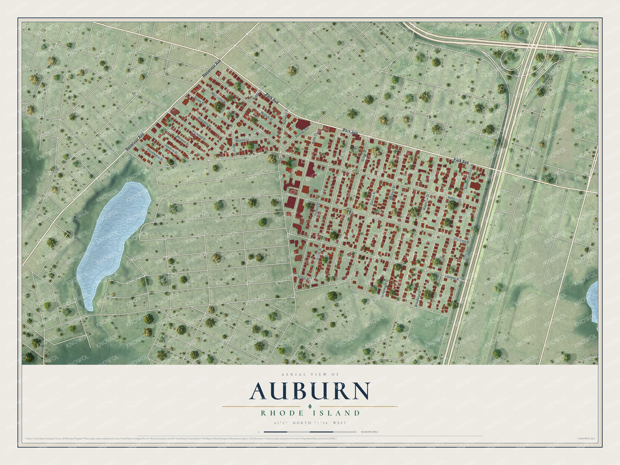Watermarked full-map preview of Auburn, Rhode Island