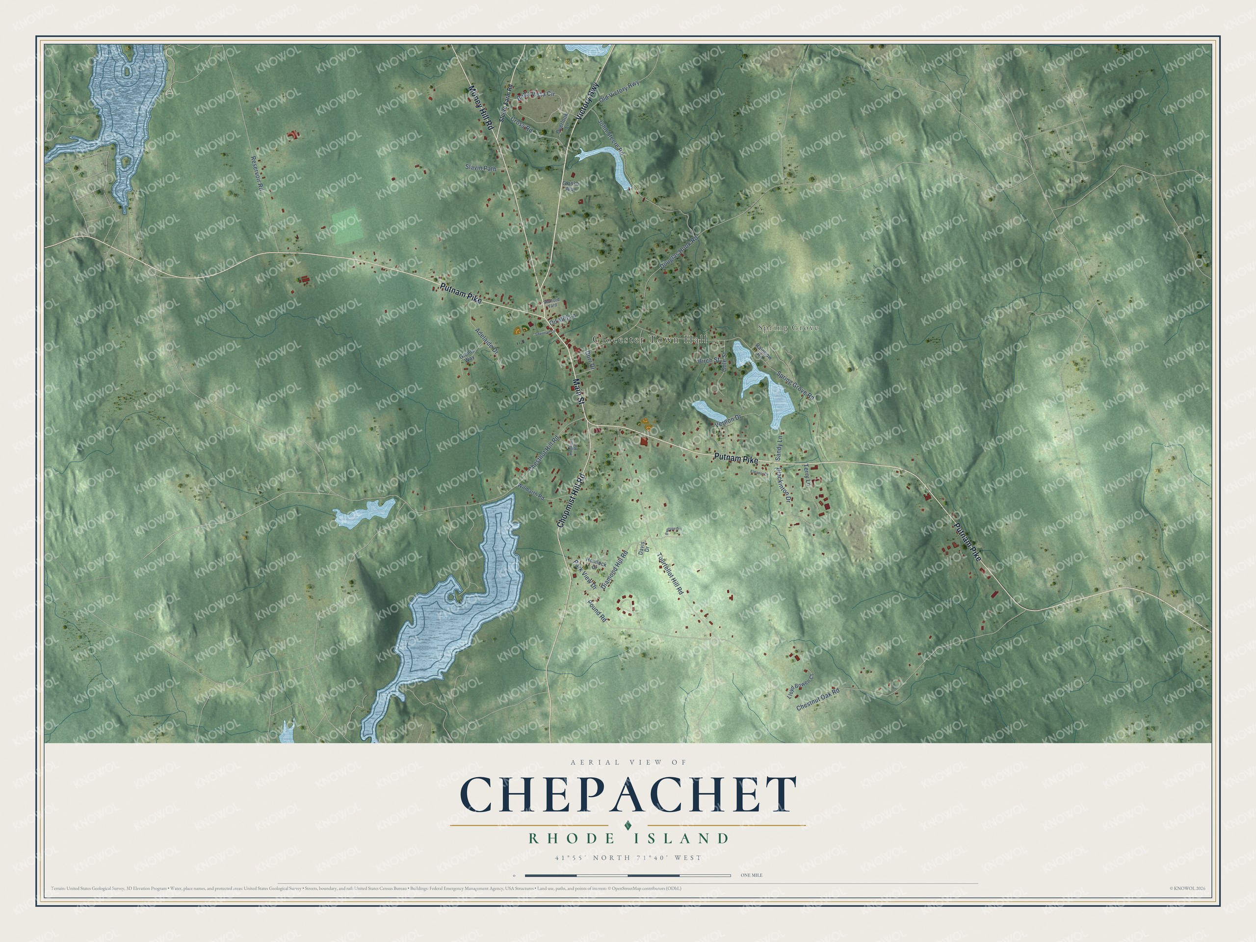 Watermarked full-map preview of Chepachet, Rhode Island