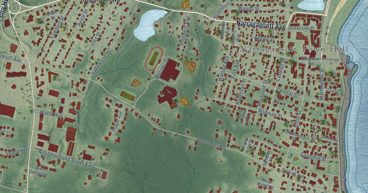 Map of Narragansett Pier, Rhode Island in 2026