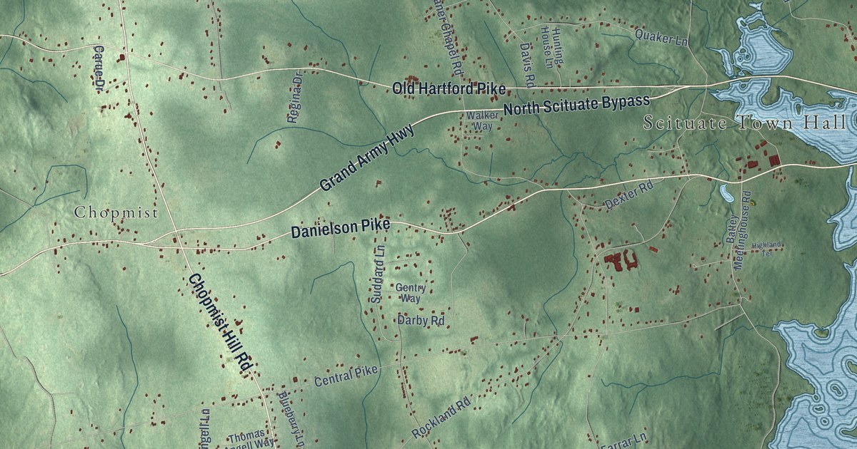 Detailed Map of North Scituate, Rhode Island