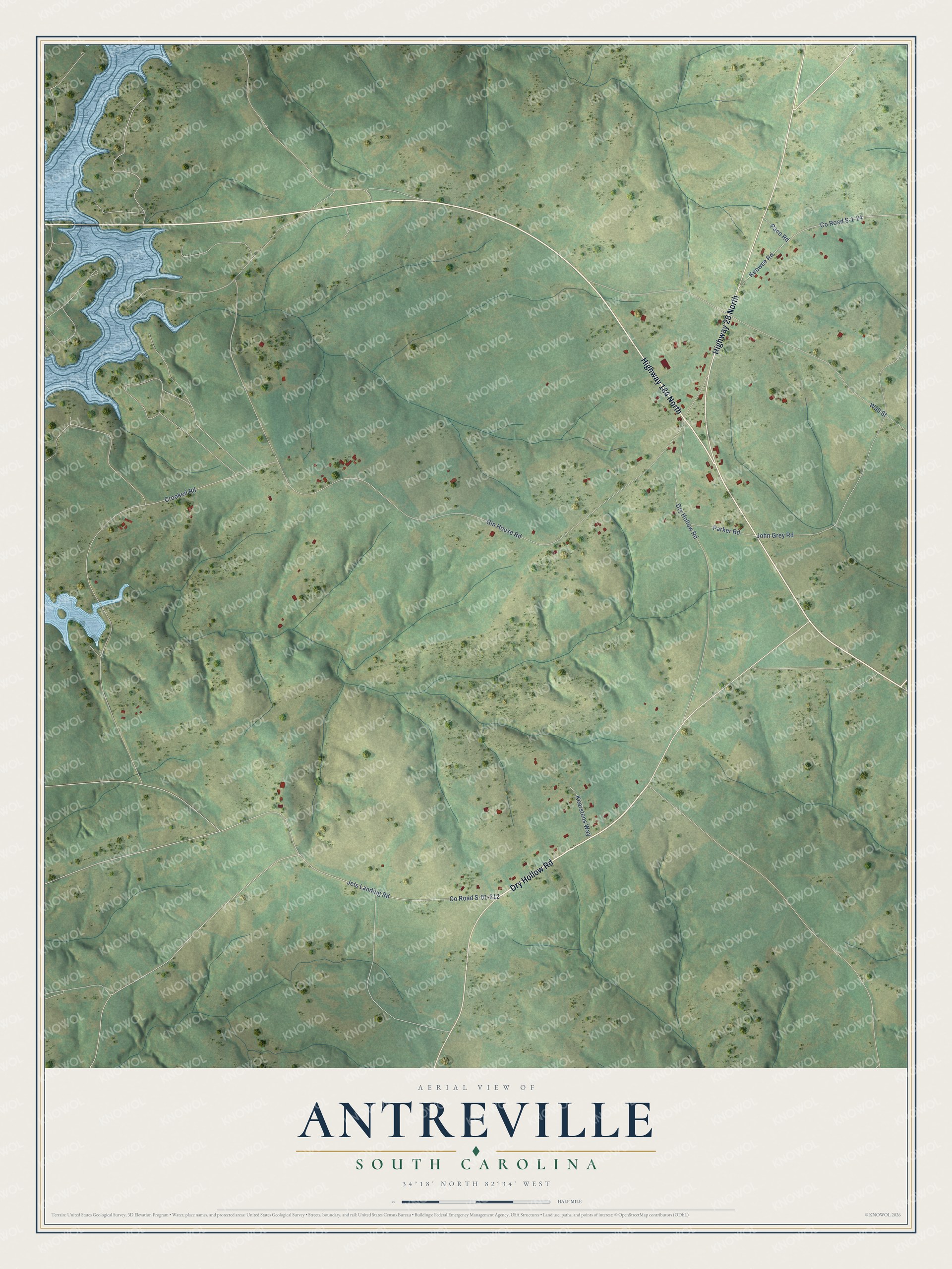 Watermarked full-map preview of Antreville, South Carolina