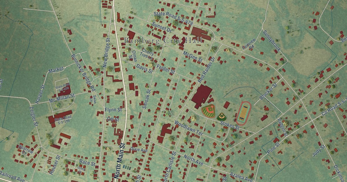 Map of Bamberg, South Carolina in 2026