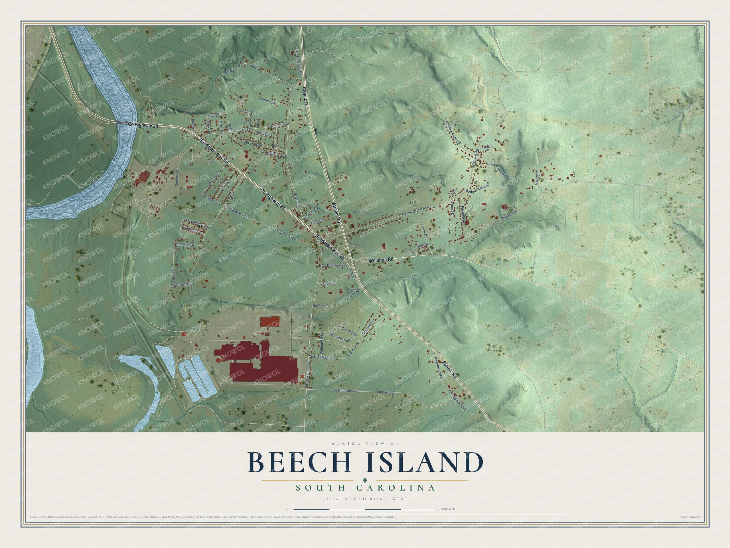 Watermarked full-map preview of Beech Island, South Carolina