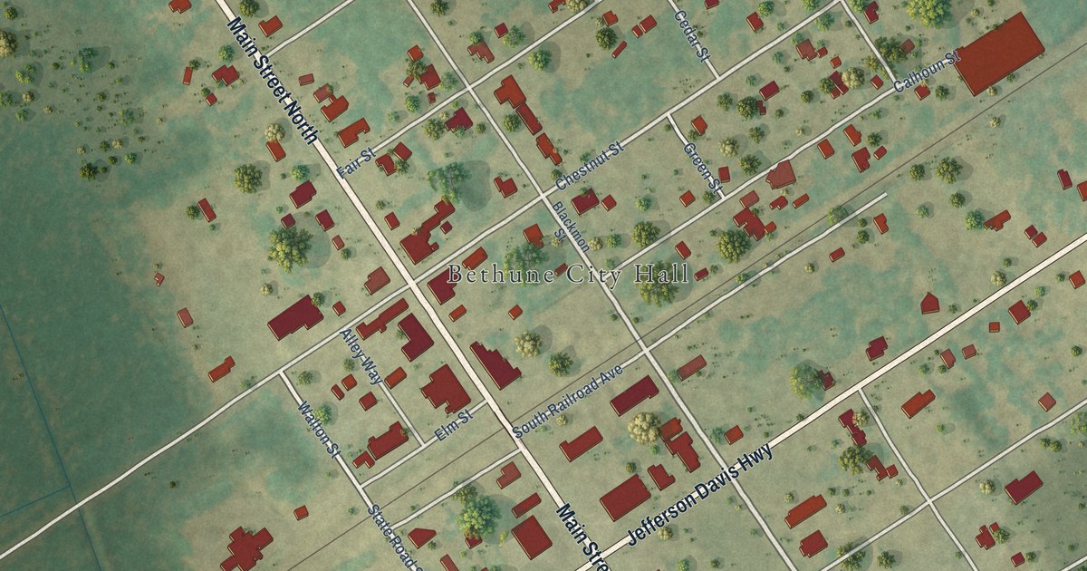 Map of Bethune, South Carolina in 2026