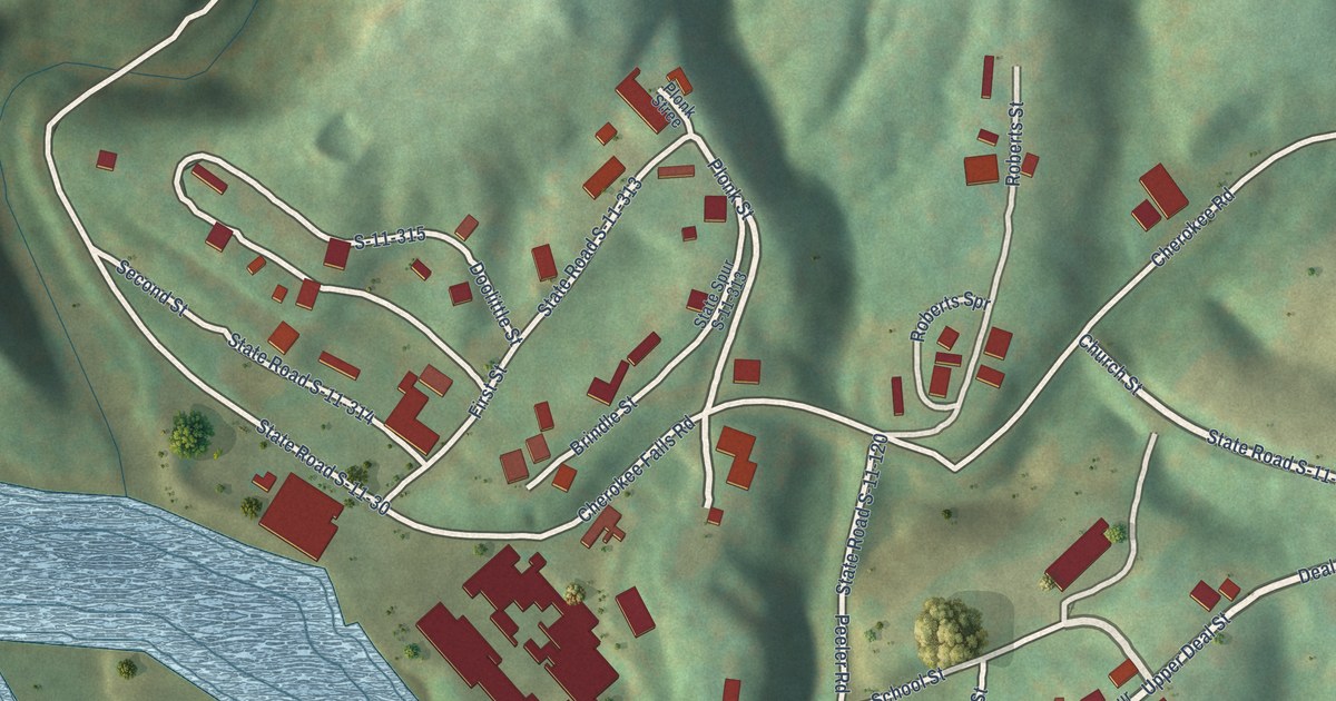 Map of Cherokee Falls, South Carolina in 2026