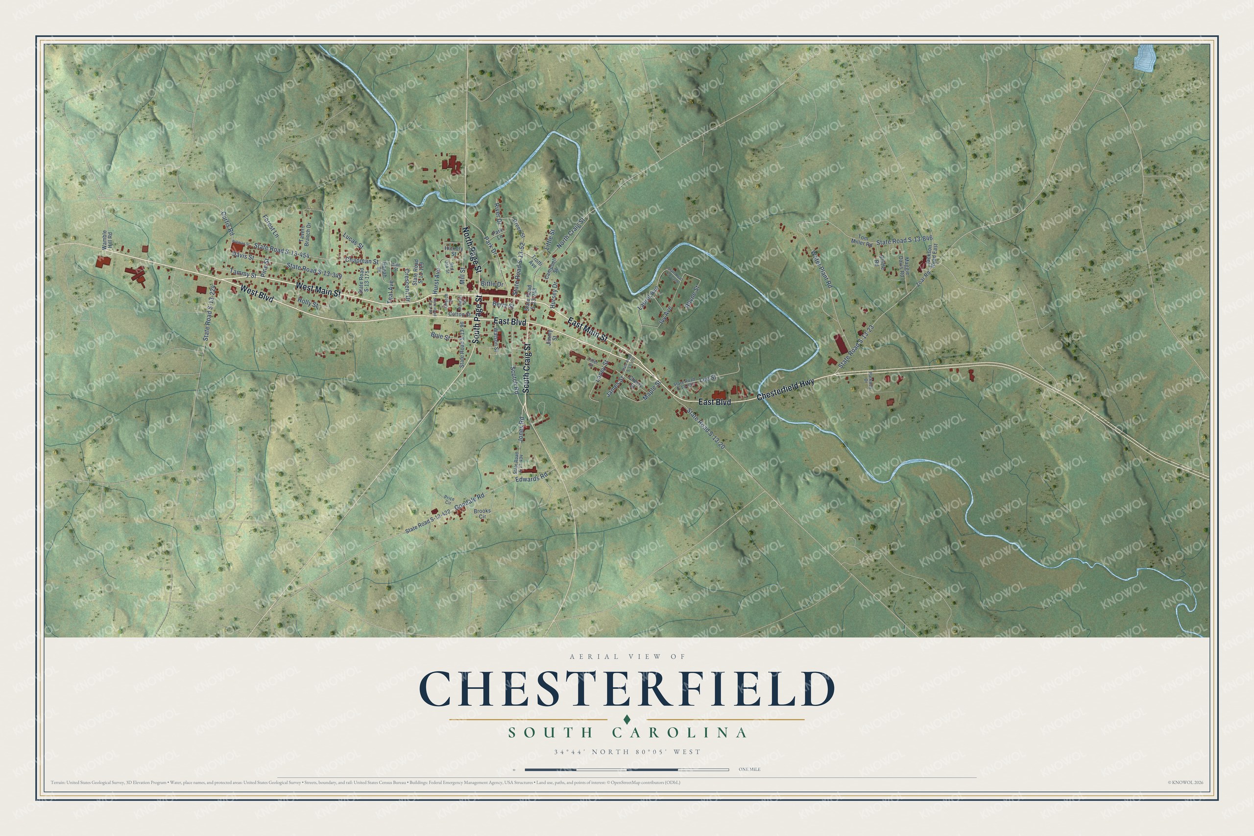 Watermarked full-map preview of Chesterfield, South Carolina