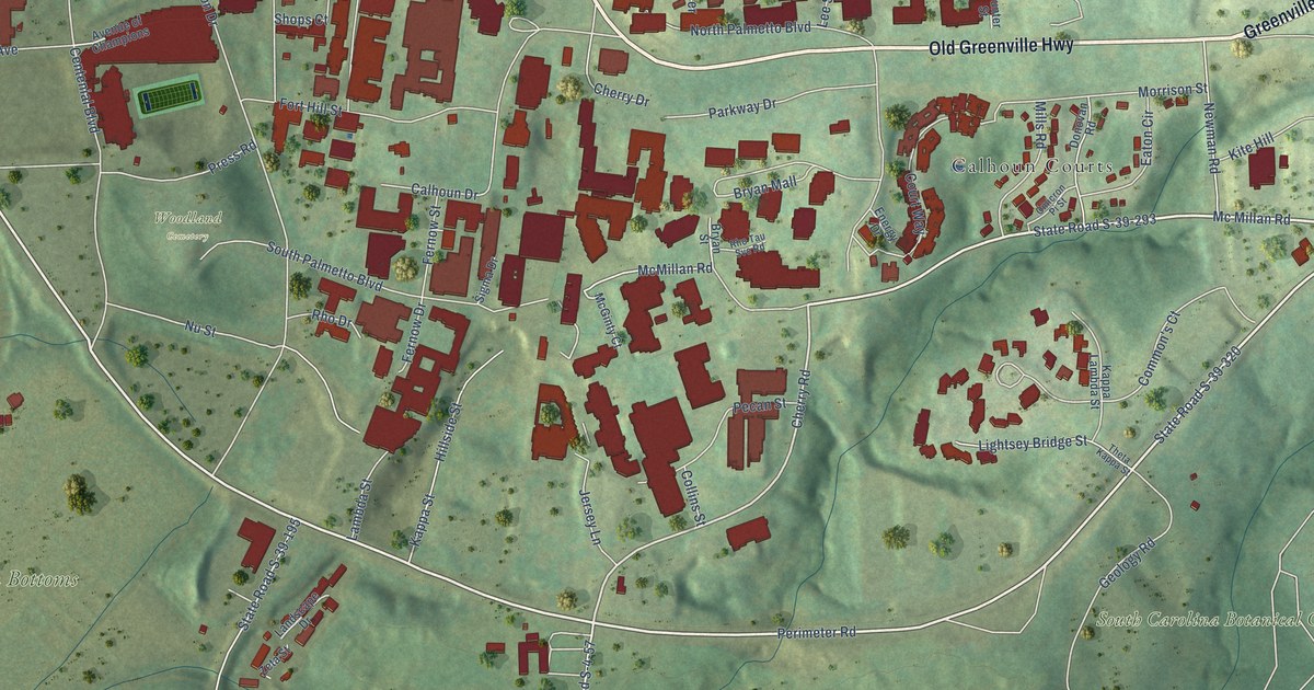 Map of Clemson University, South Carolina in 2026