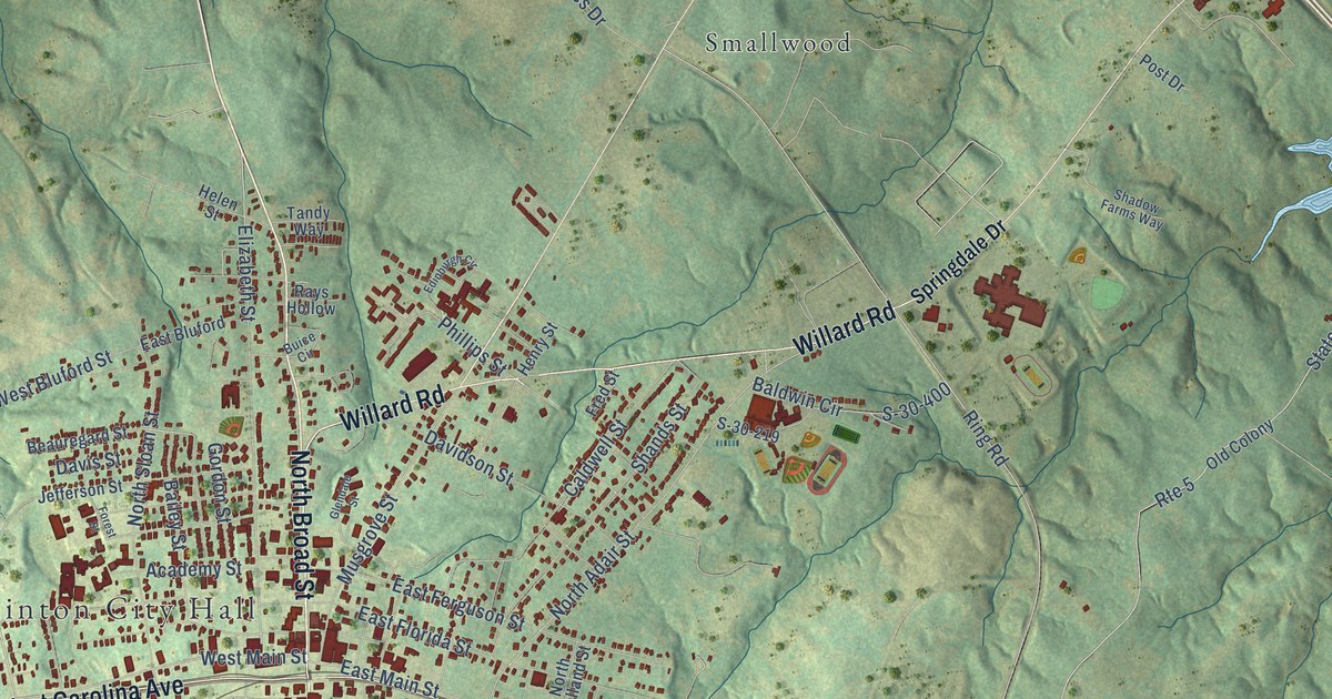 Map of Clinton, South Carolina in 2026