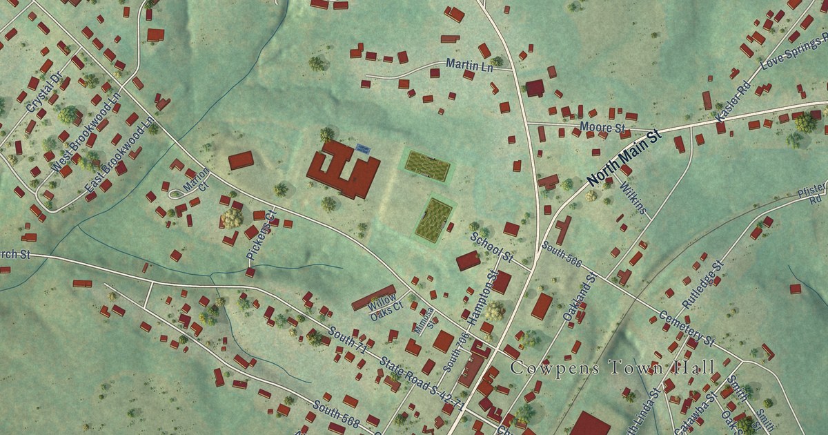 Map of Cowpens, South Carolina in 2026