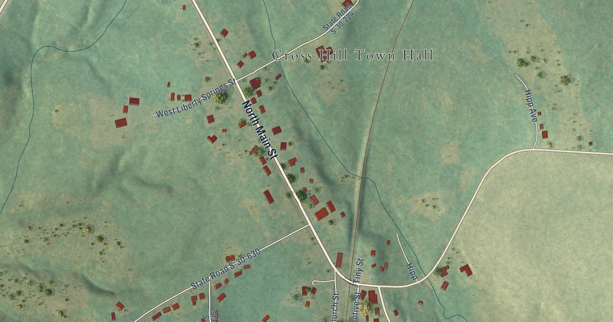 Map of Cross Hill, South Carolina in 2026