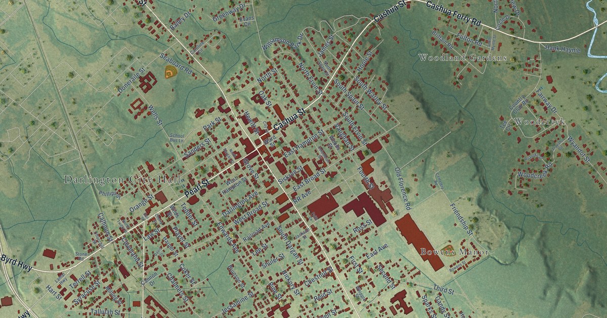 Map of Darlington, South Carolina in 2026