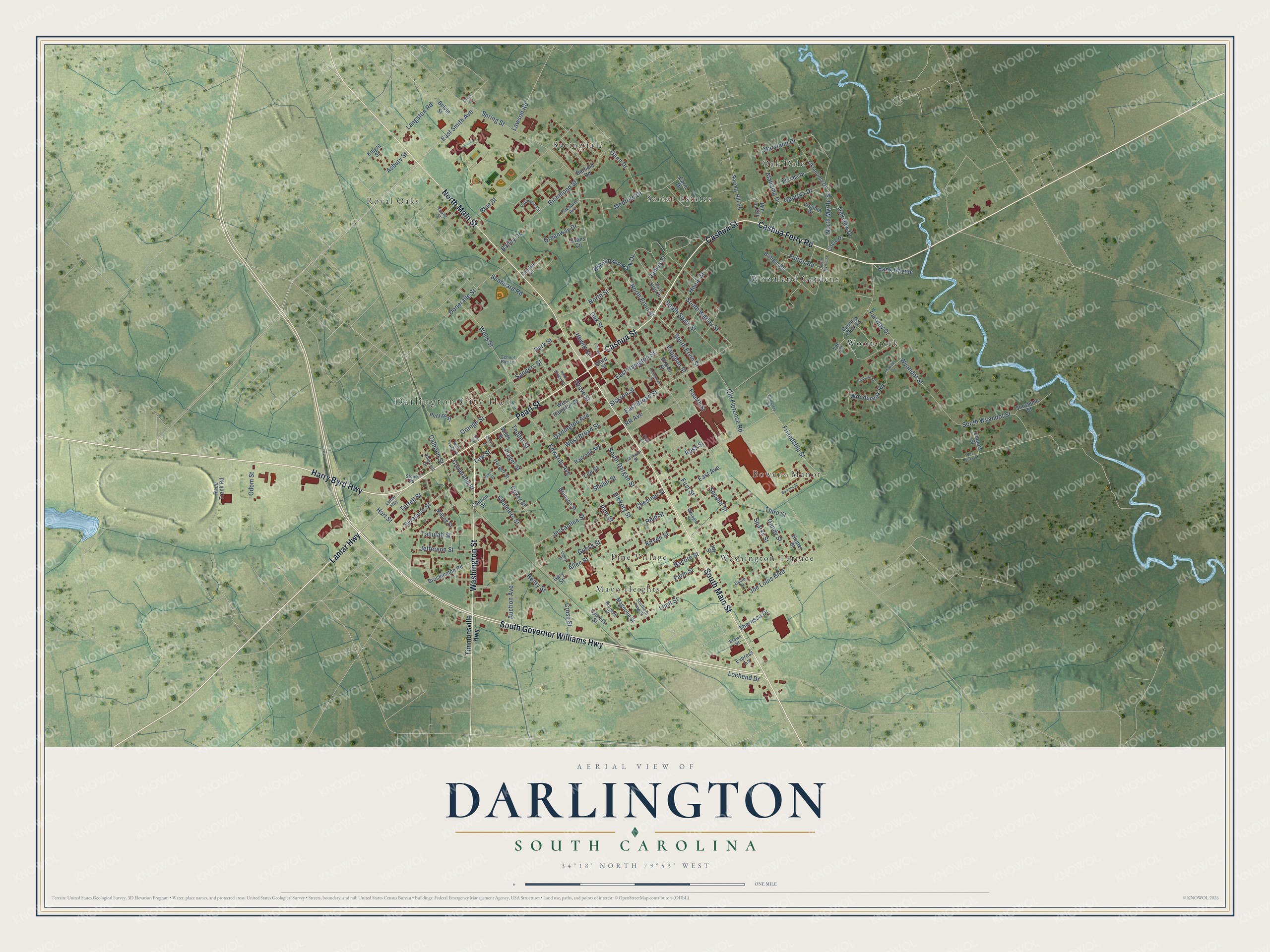 Watermarked full-map preview of Darlington, South Carolina