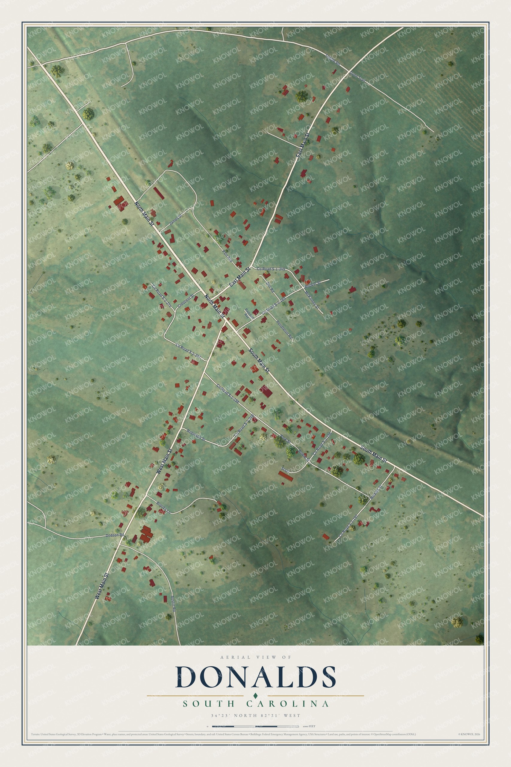 Watermarked full-map preview of Donalds, South Carolina