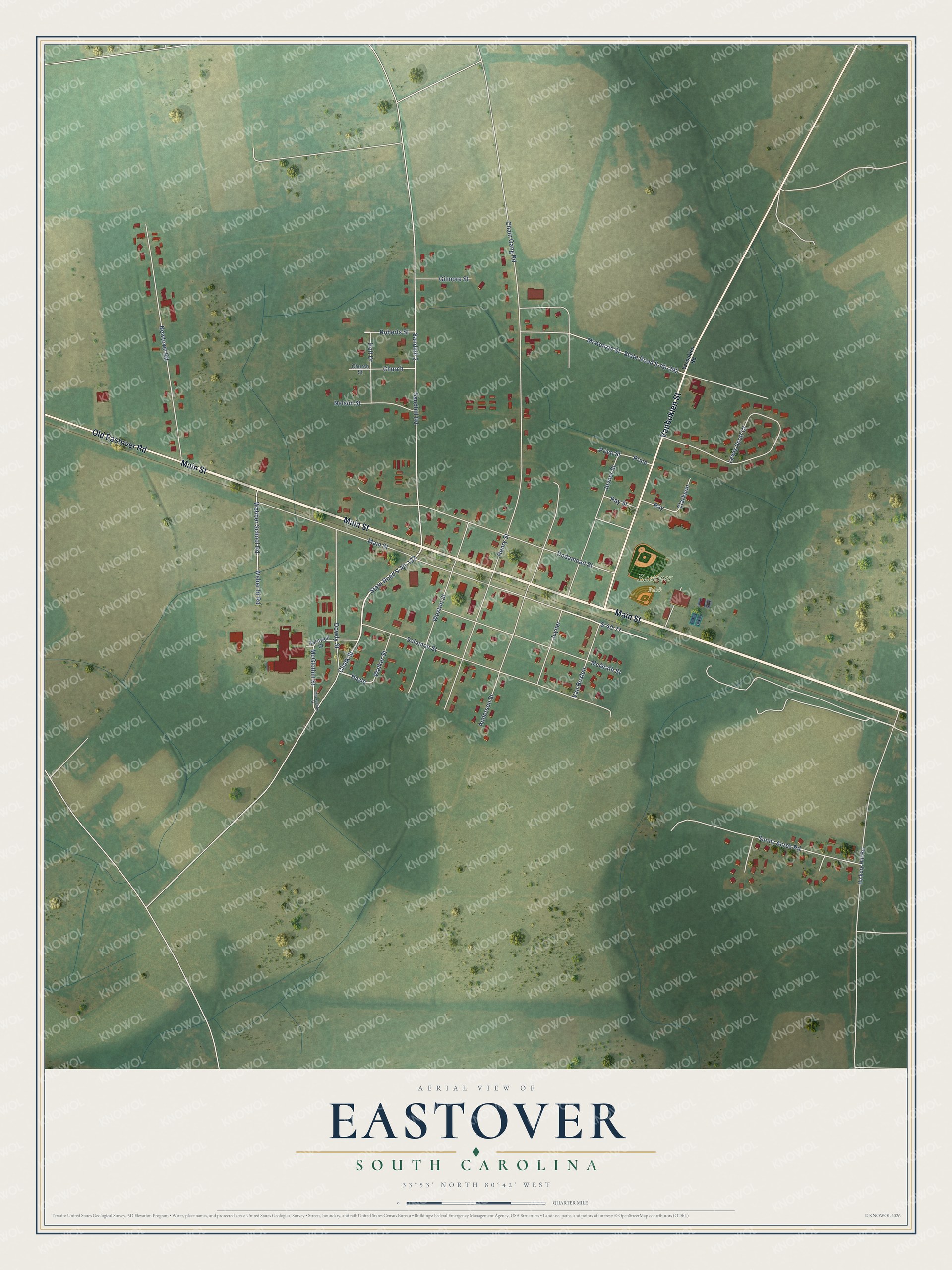 Watermarked full-map preview of Eastover, South Carolina