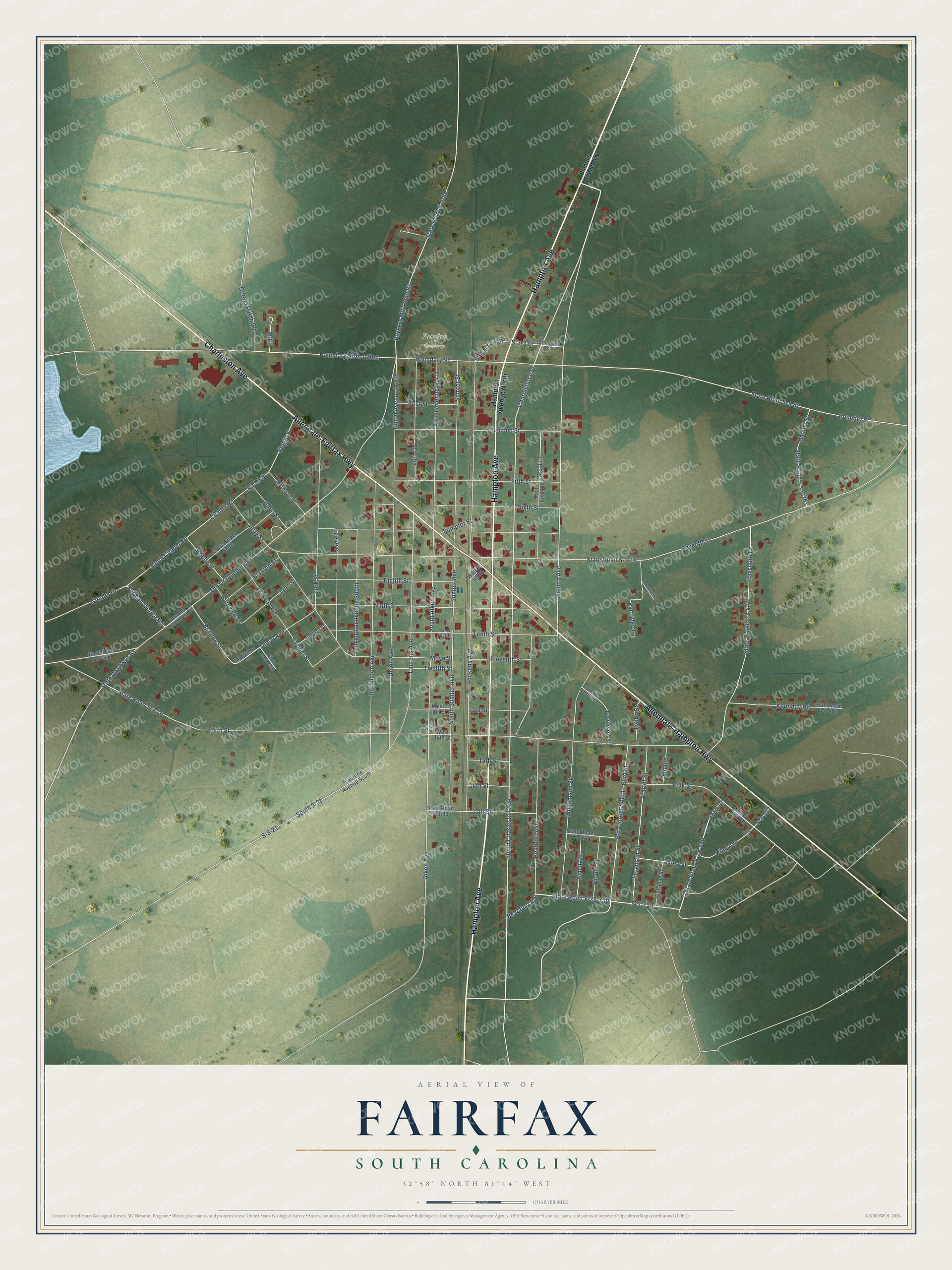 Watermarked full-map preview of Fairfax, South Carolina