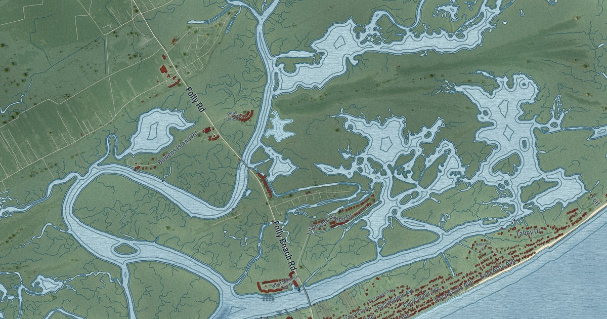 Map of Folly Beach, South Carolina in 2026