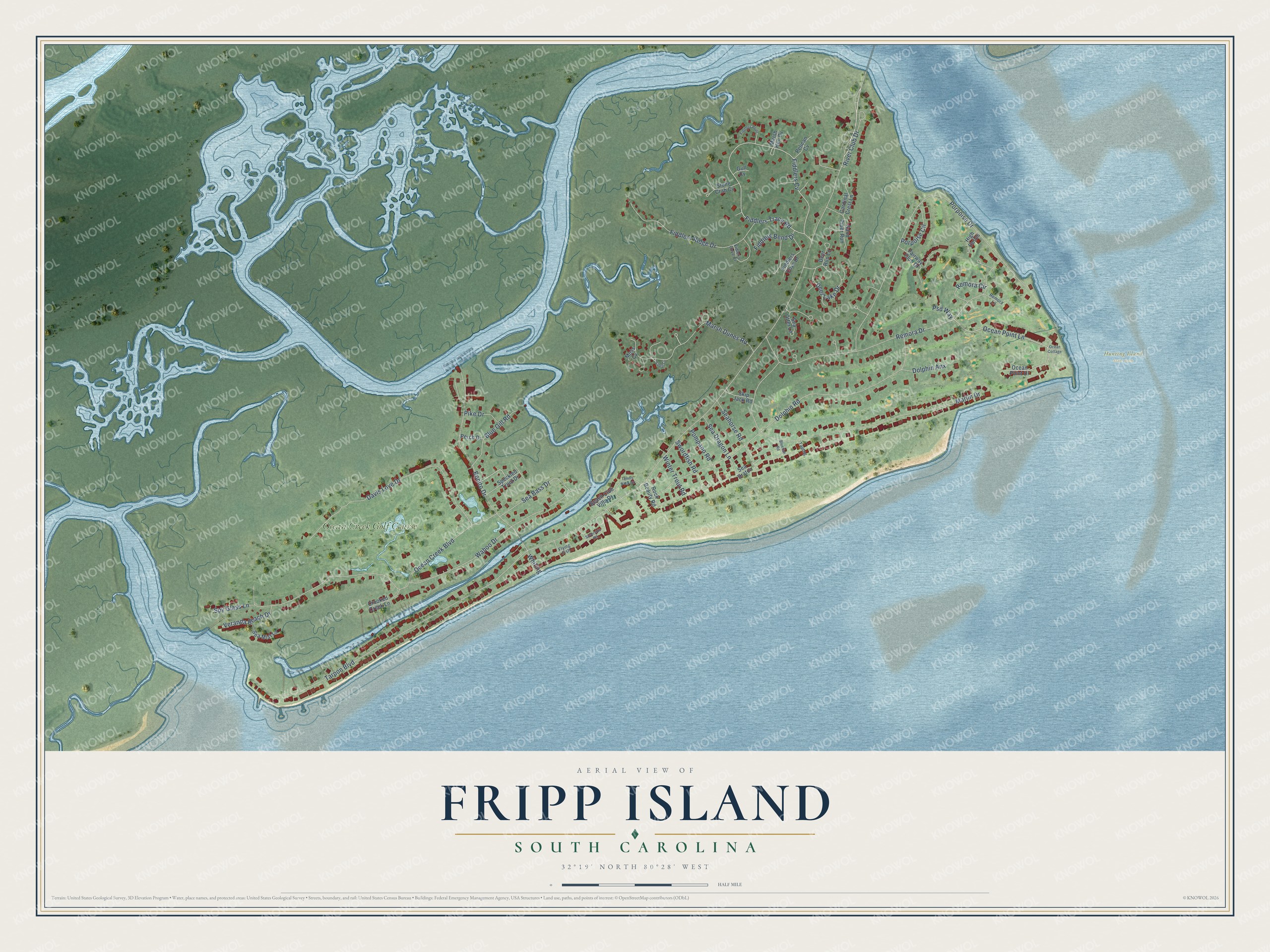 Watermarked full-map preview of Fripp Island, South Carolina