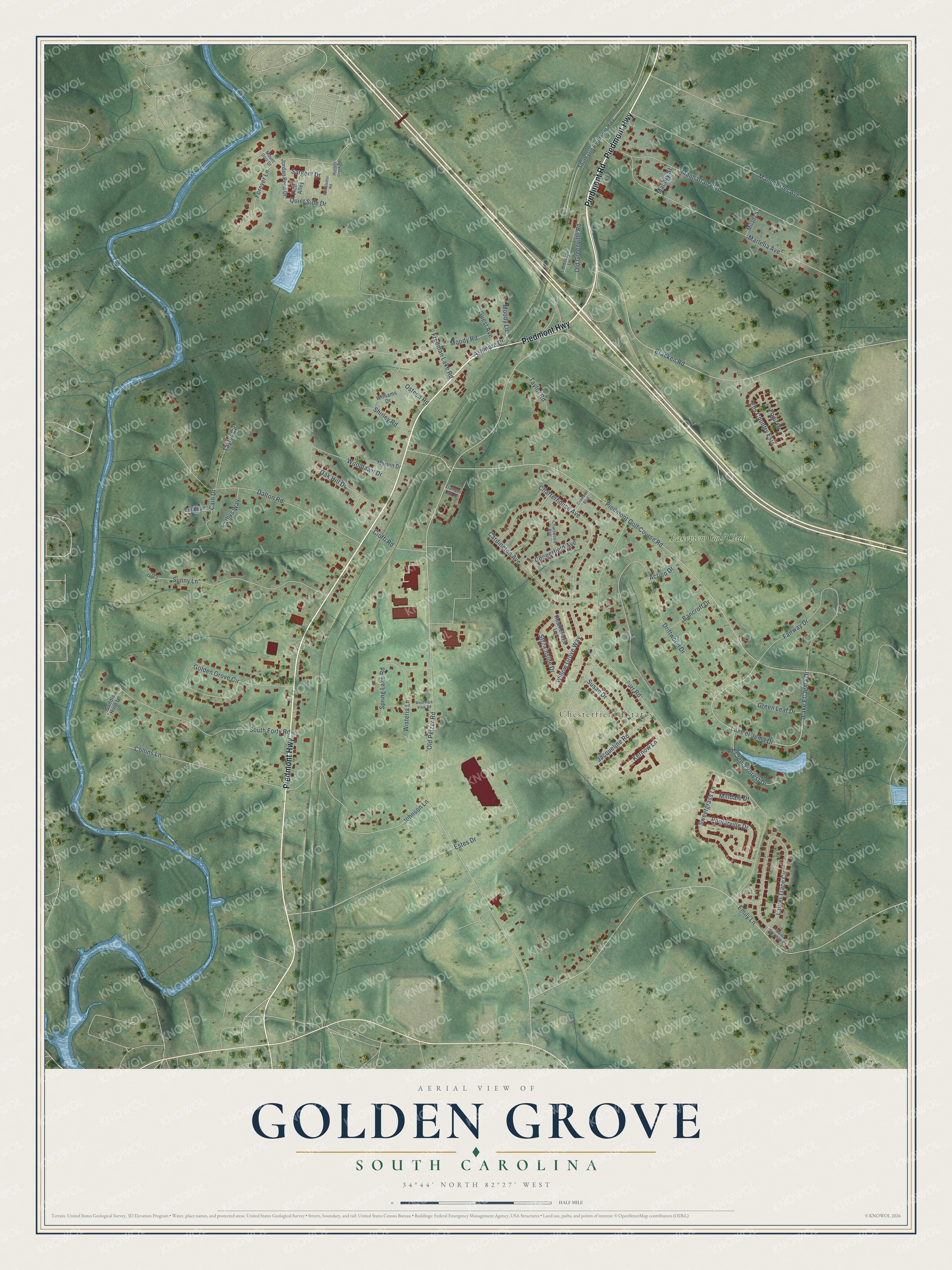 Watermarked full-map preview of Golden Grove, South Carolina