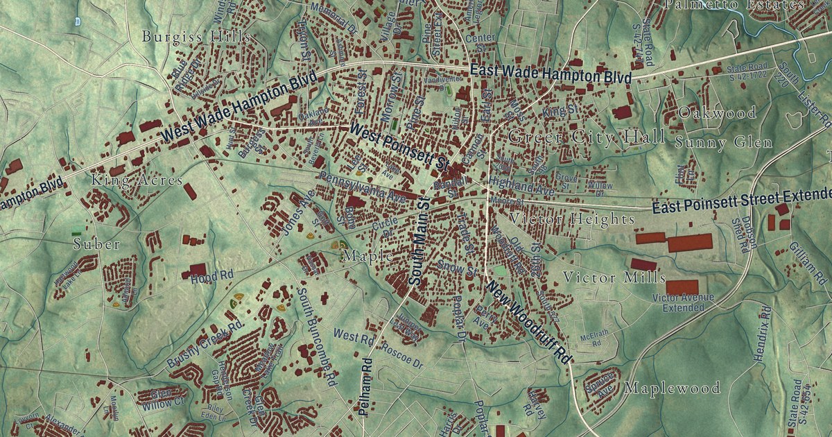 Map of Greer, South Carolina in 2026