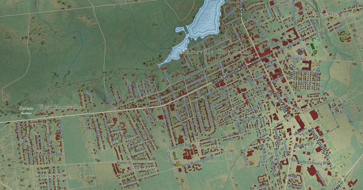 Map of Hartsville, South Carolina in 2026