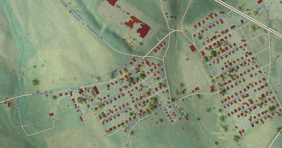 Map of Inman Mills, South Carolina in 2026