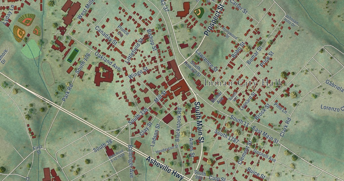 Map of Inman, South Carolina in 2026