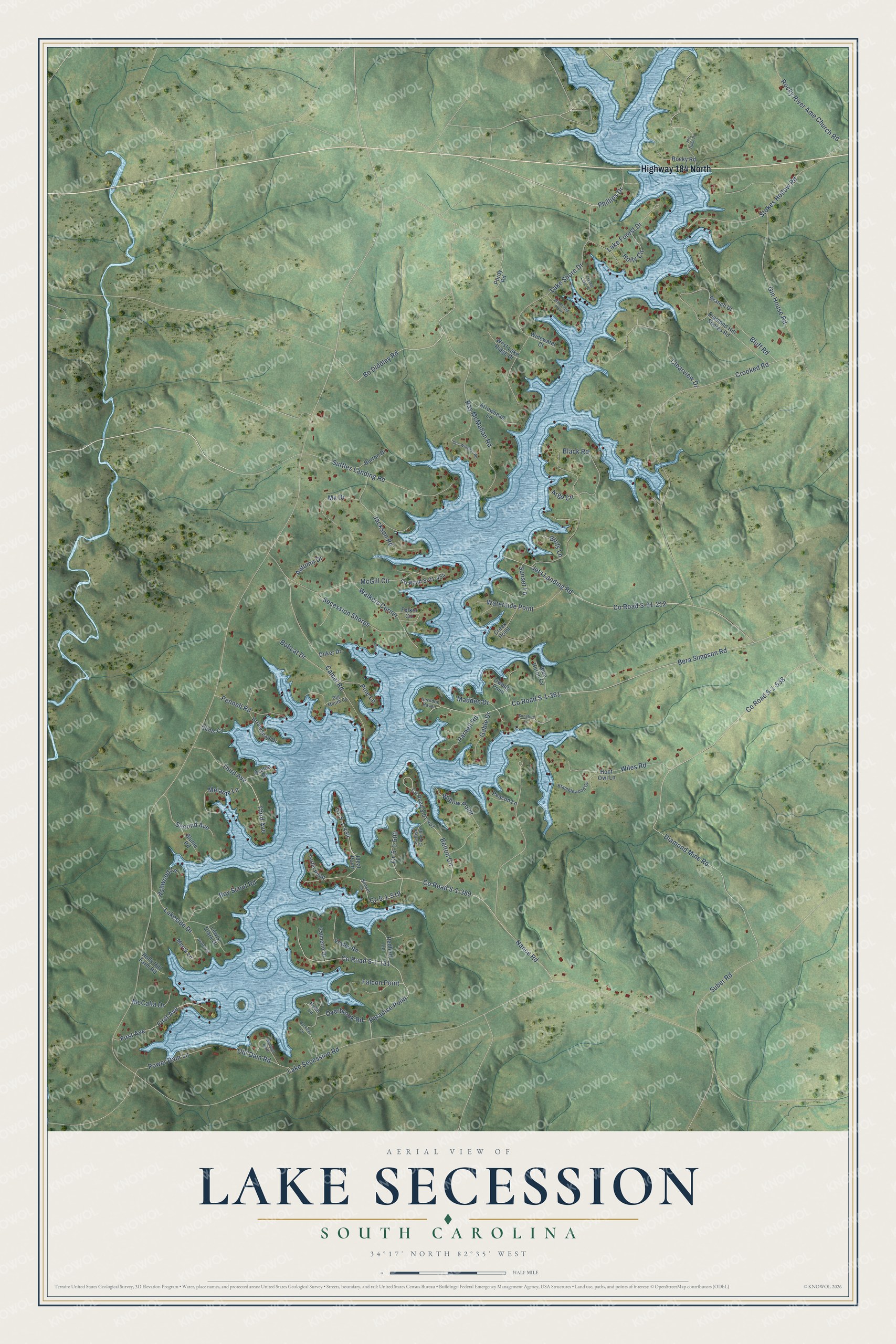 Watermarked full-map preview of Lake Secession, South Carolina