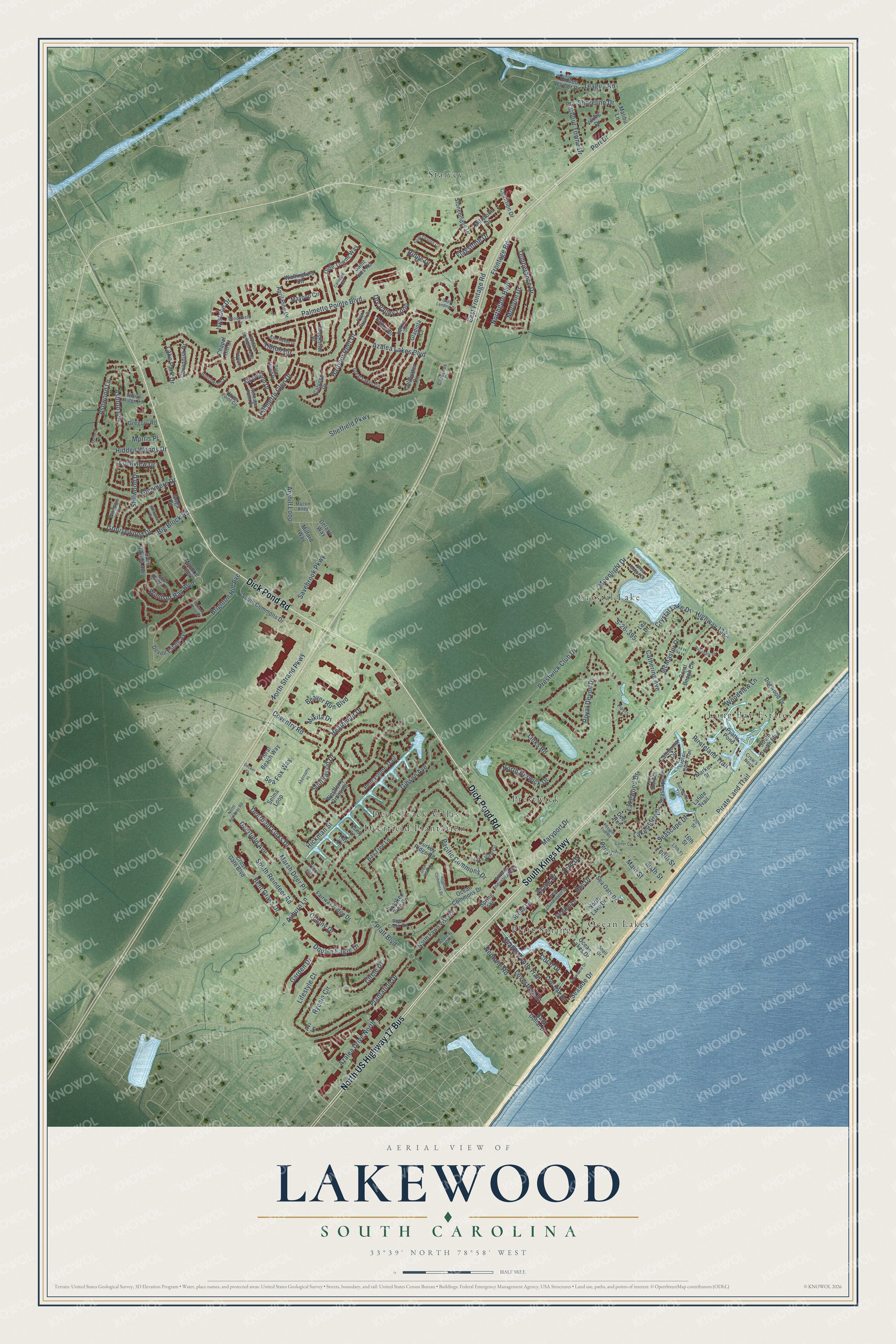 Watermarked full-map preview of Lakewood, South Carolina