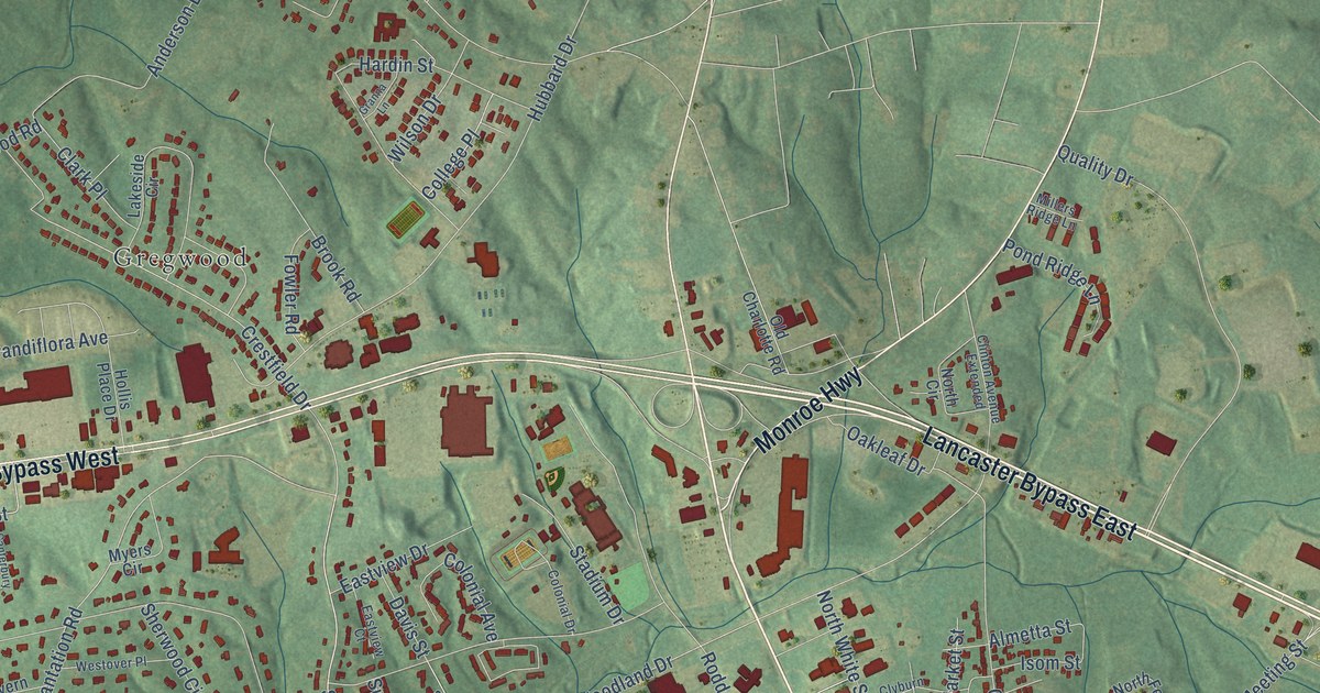 Map of Lancaster, South Carolina in 2026
