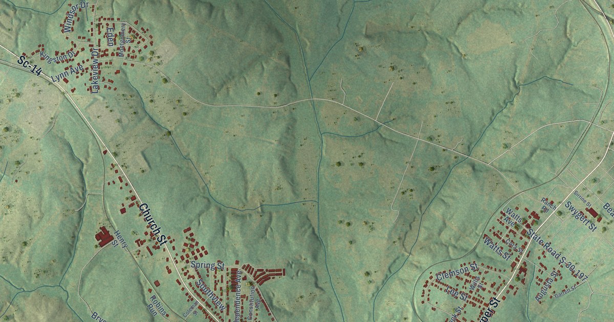Map of Laurens, South Carolina in 2026