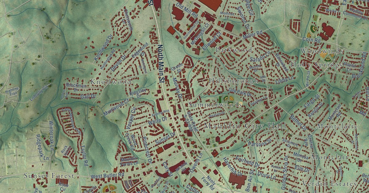 Map of Mauldin, South Carolina in 2026
