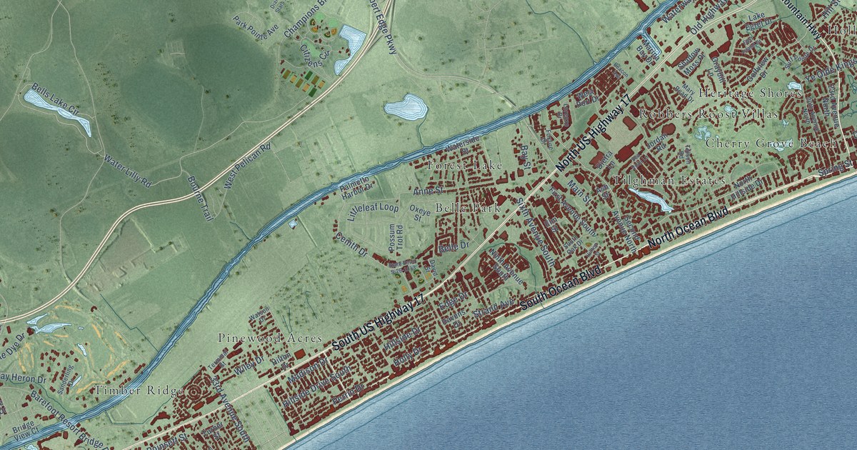 Map of North Myrtle Beach, South Carolina in 2026