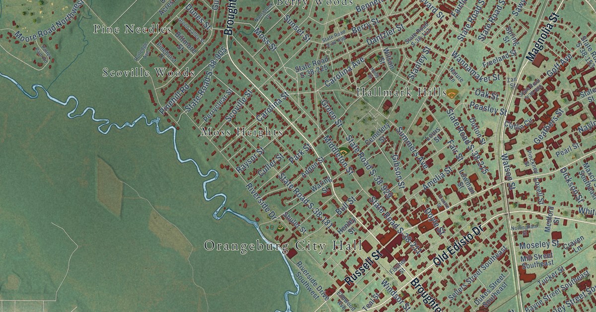 Map of Orangeburg, South Carolina in 2026