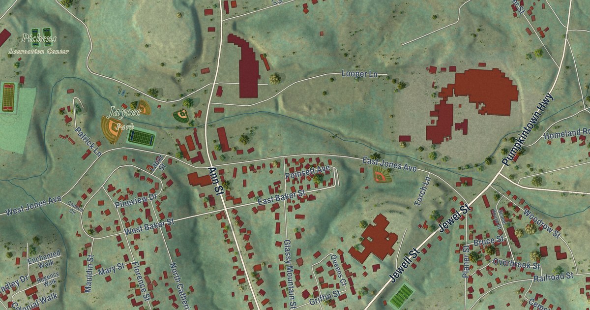 Map of Pickens, South Carolina in 2026